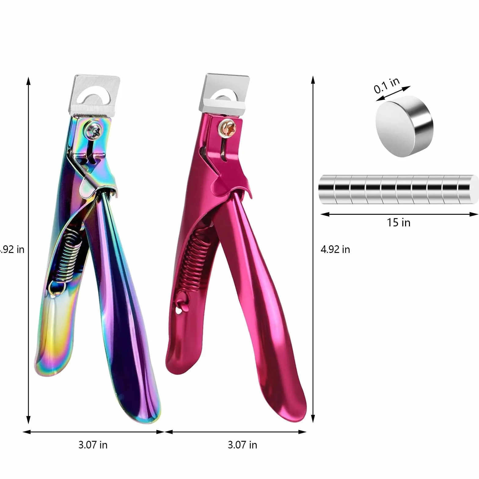 Coupe-ongles en acier inoxydable et acrylique avec aimants, lot de 2, professionnel de haute précision pour nail art