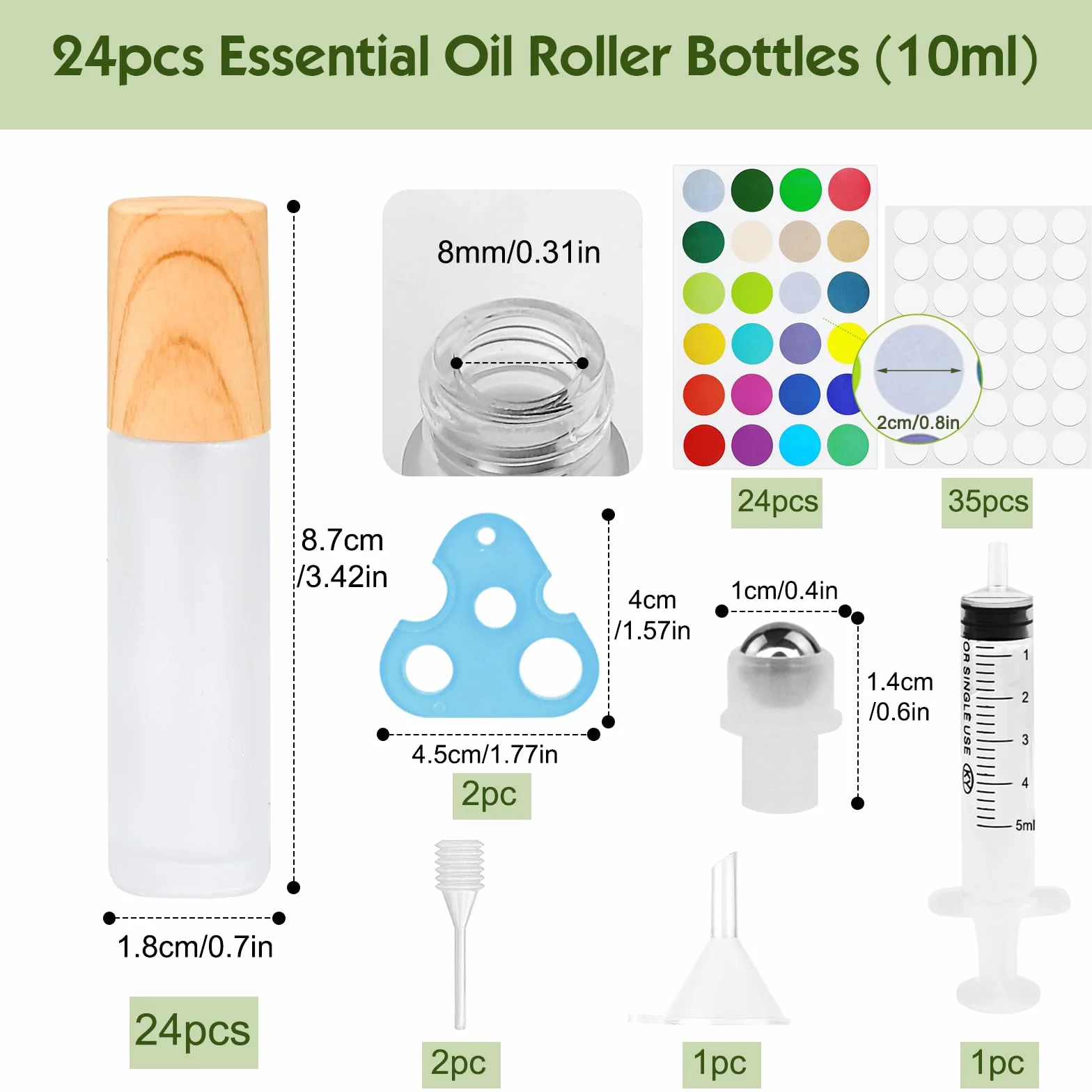 Flacon Roll on Vide 10ml Huile Essentielle Vide avec Bille en Acier Inoxydable pour Parfums Massage