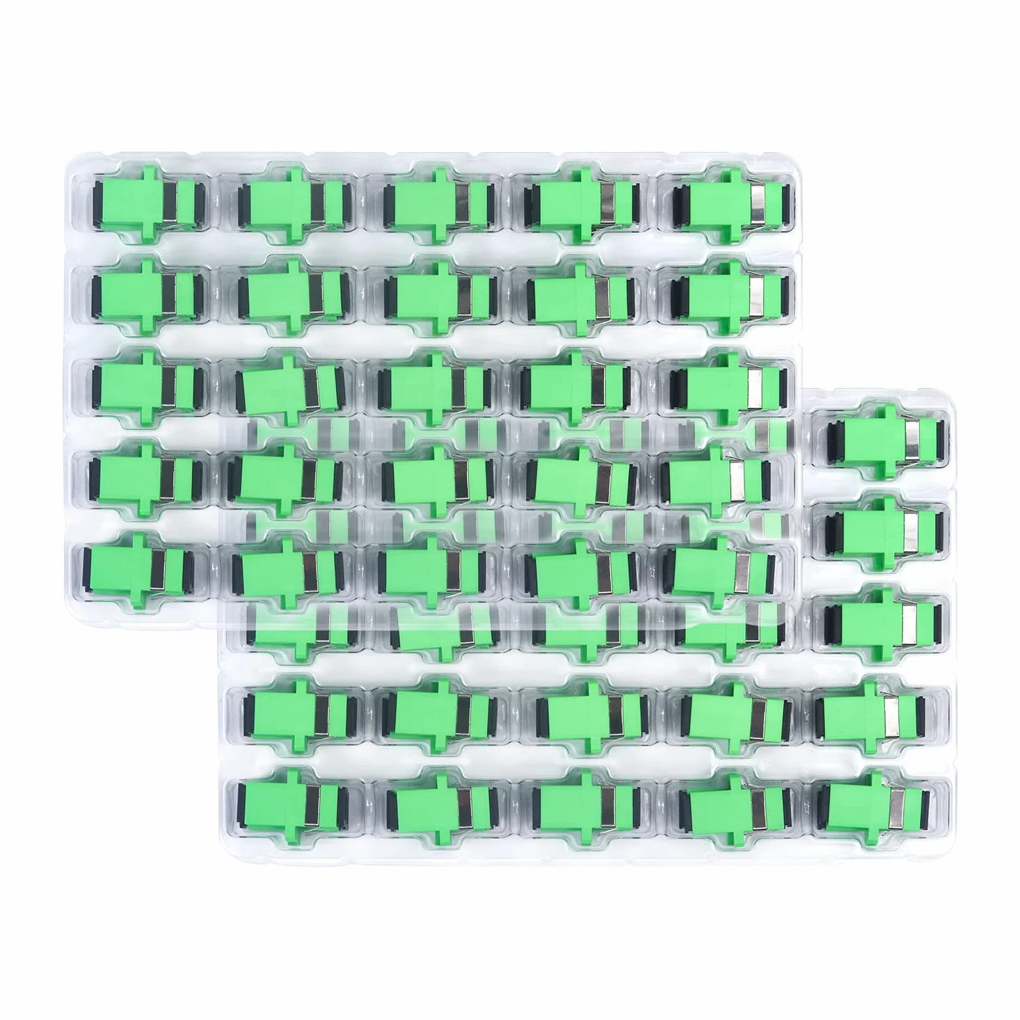 Lot de 100 coupleurs de fibre optique SC monomode vert SC femelle vers SC femelle APC Simplex Coupleur optique à fibre monomode adaptateur réseau Internet avec panneau de montage