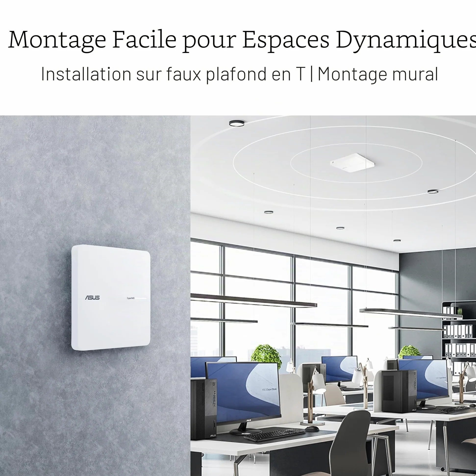 ASUS ExpertWiFi EBA63 (AX3000) - Point d'accès WiFi 6 Bi-Bande - PoE, supporte jusqu'à 5 SSID et VLAN, réseau Auto-défini, Compatible Aimesh, sécurié réseau de Niveau Professionnel