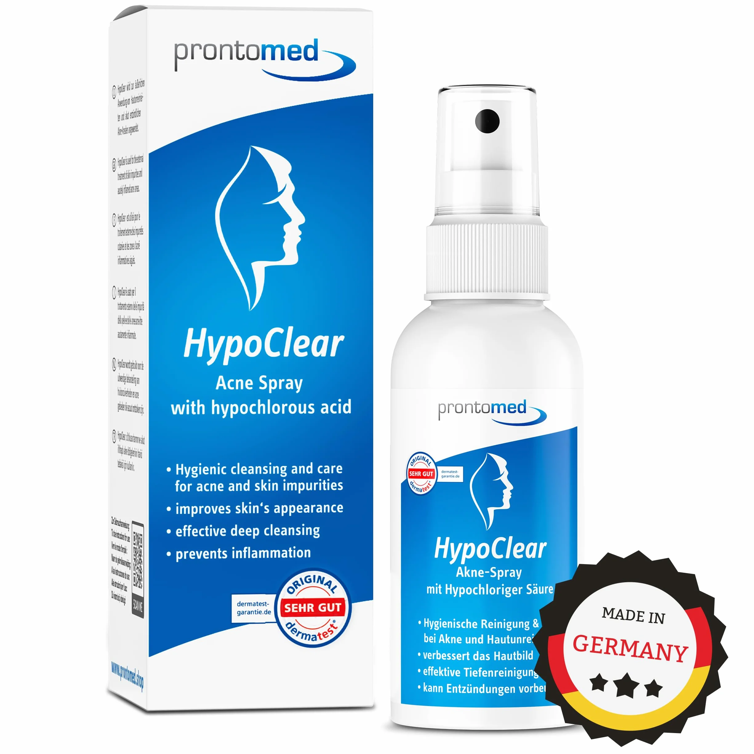 Prontomed HypoClear Spray contre l'acné 75ml acide hypochloreux soin peau imperfections rougeurs