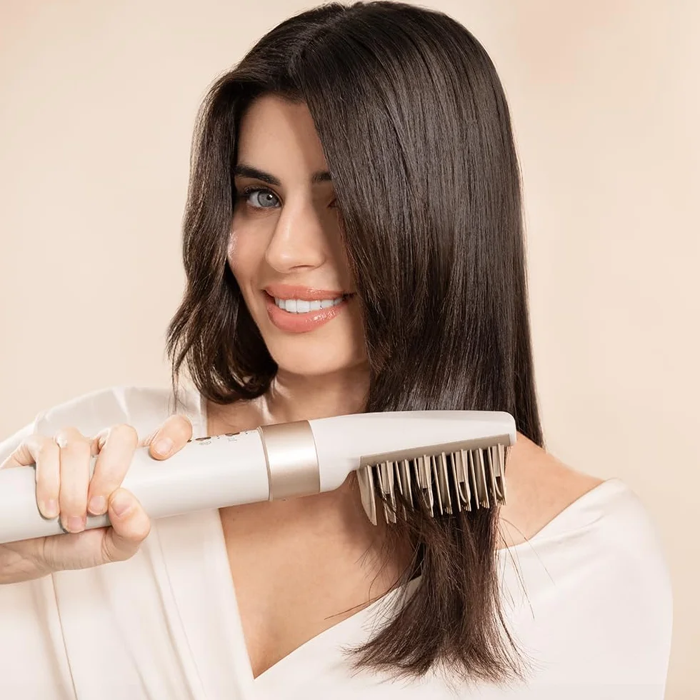 Cecotec Brosse Soufflante CeramicCare AirGlisse Champagne 1400W Technologie Coanda 3 Vitesses 3 Températures Contrôle Intelligent de la Chaleur