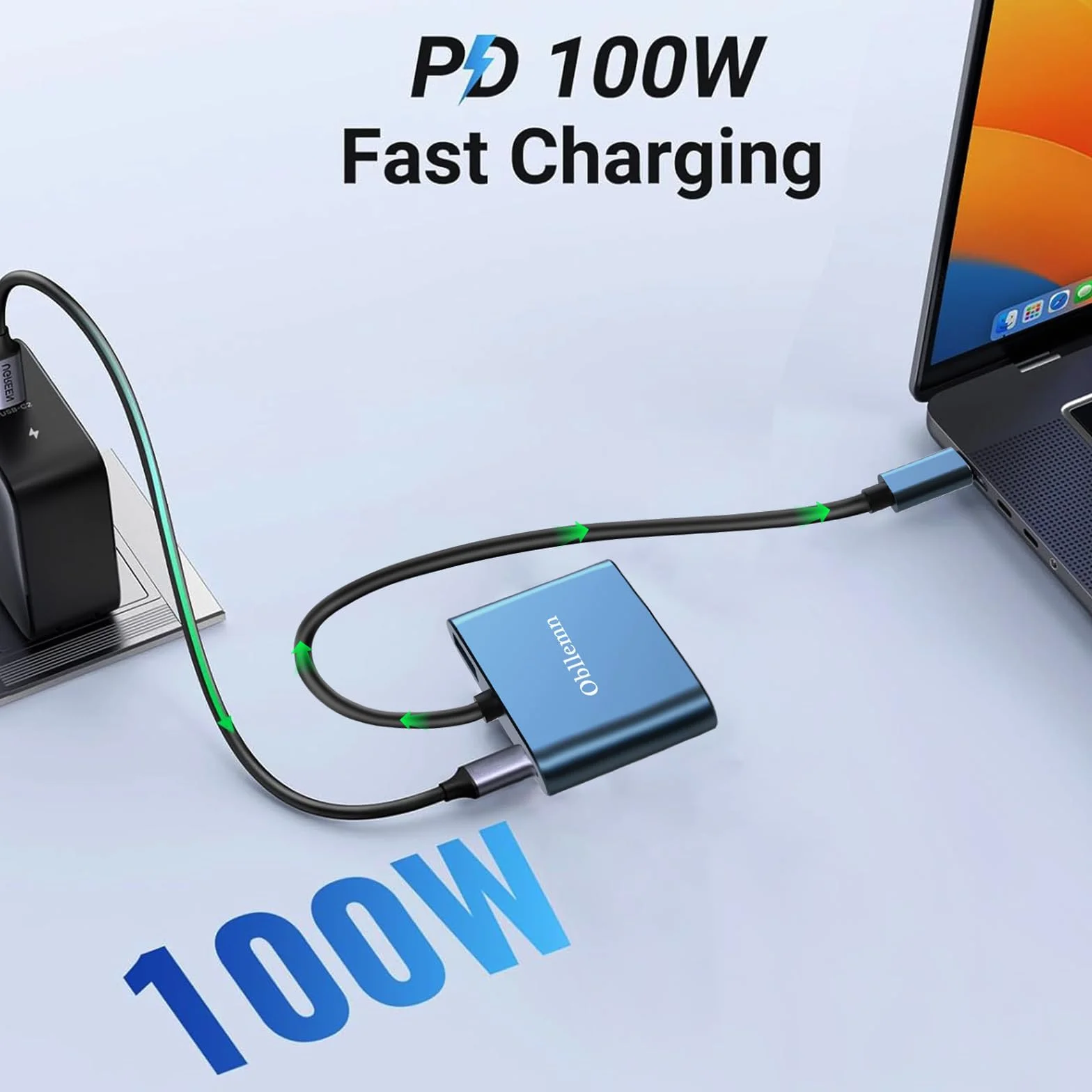 Adaptateur USB C vers VGA Hub 4 en 1 Type C HDMI 4K 30Hz USB 3.0 PD100W pour MacBook Pro Air Chromebook Dell XPS