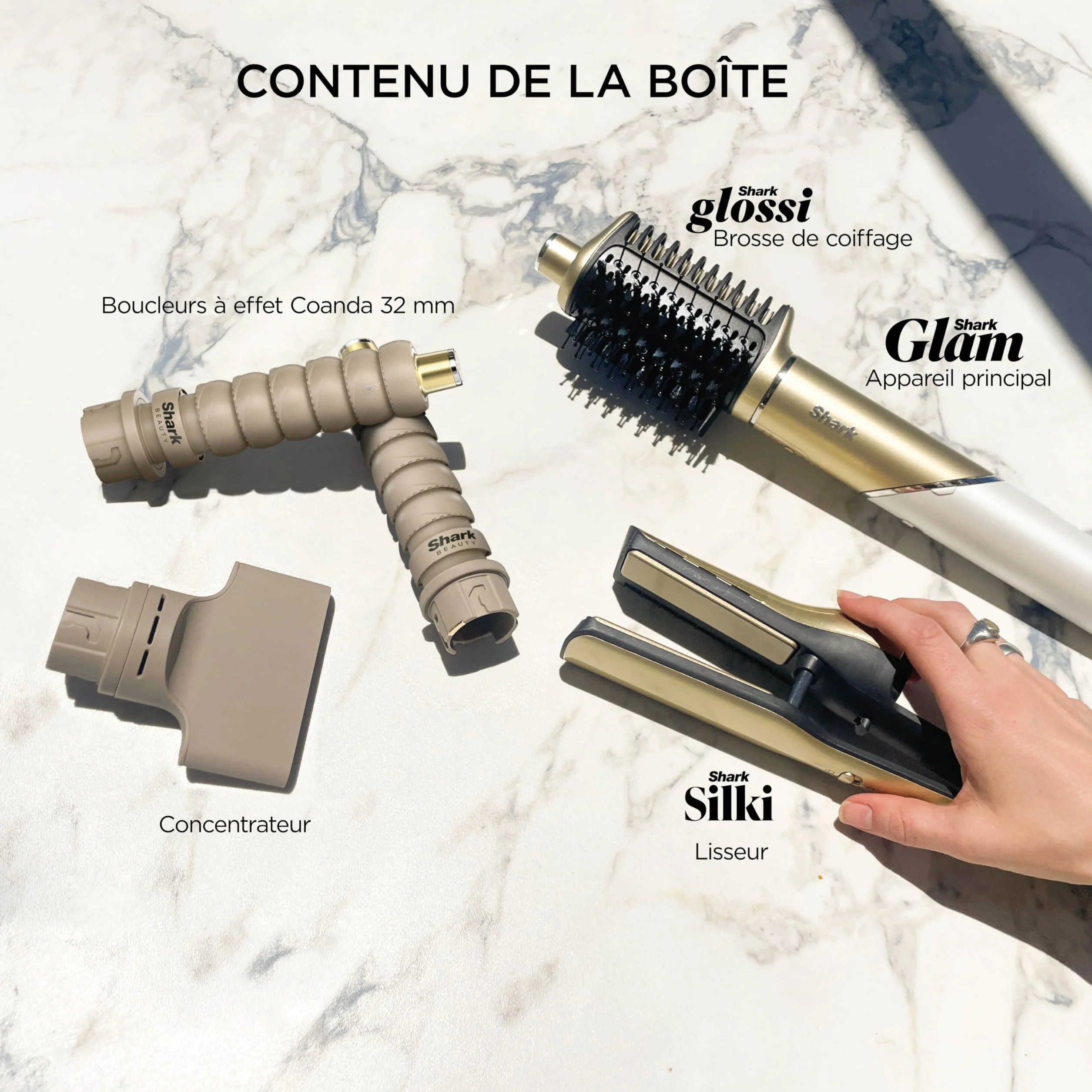Shark Glam Multistyler Brosse soufflante et volumisante Lisseur cheveux Boucleurs auto-enroulants