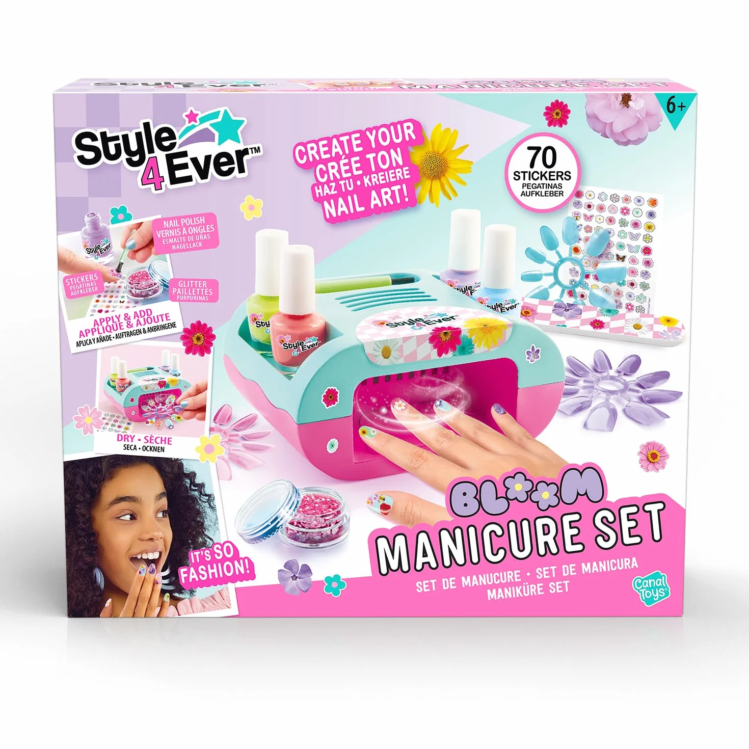 Canal Toys Style 4 Ever Set de Manucure Bloom Kit Créatif Nail Art Enfant 8+ Ans