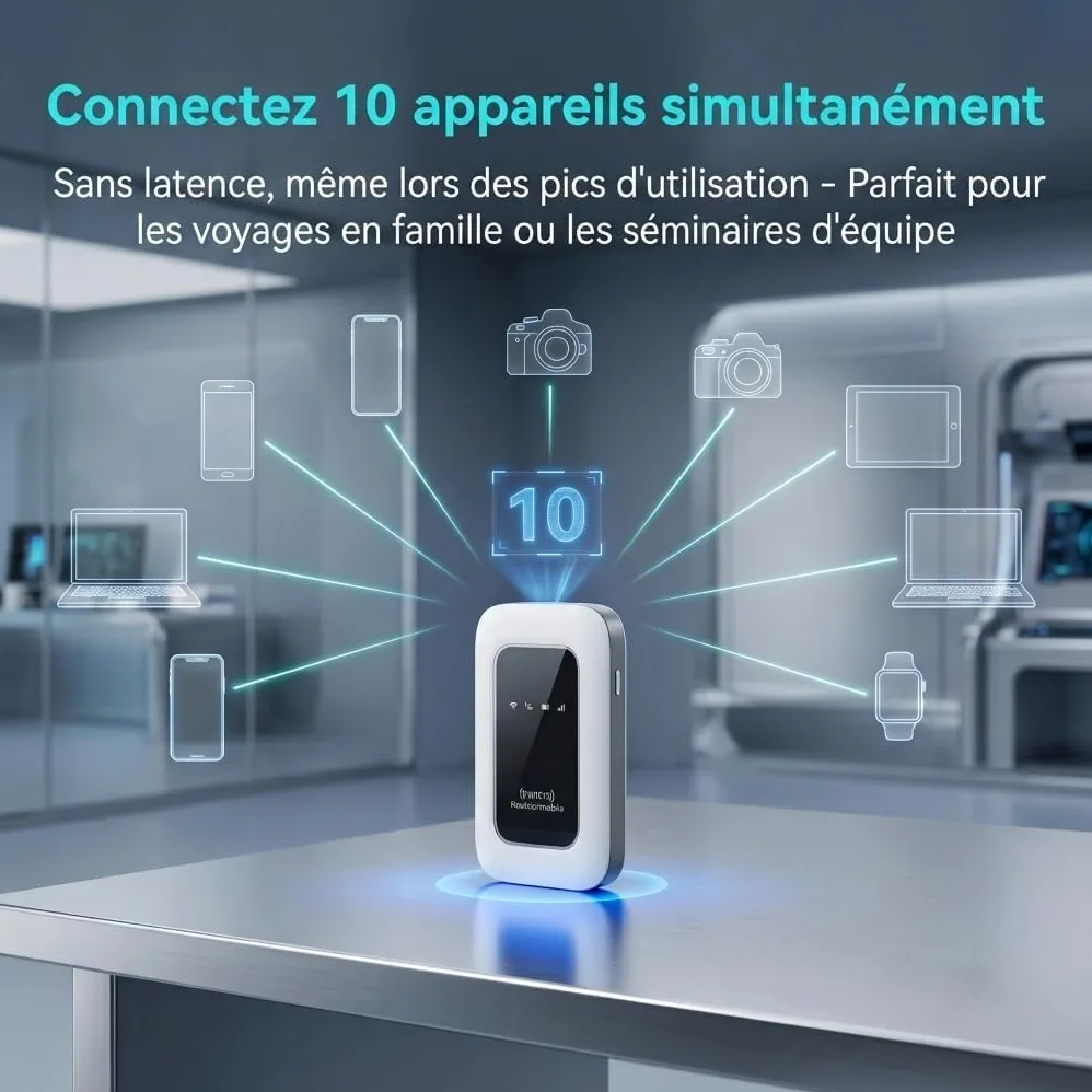 Routeur 5G Portable WiFi 6 avec Slot SIM Déverrouillé – Modem 5G Carte SIM, Internet Mobile Haut Débit 5G/4G+, Débit Ultra Rapide 300 Mbps, Jusqu’à 28 Appareils, Idéal pour Voyage & Télétravail