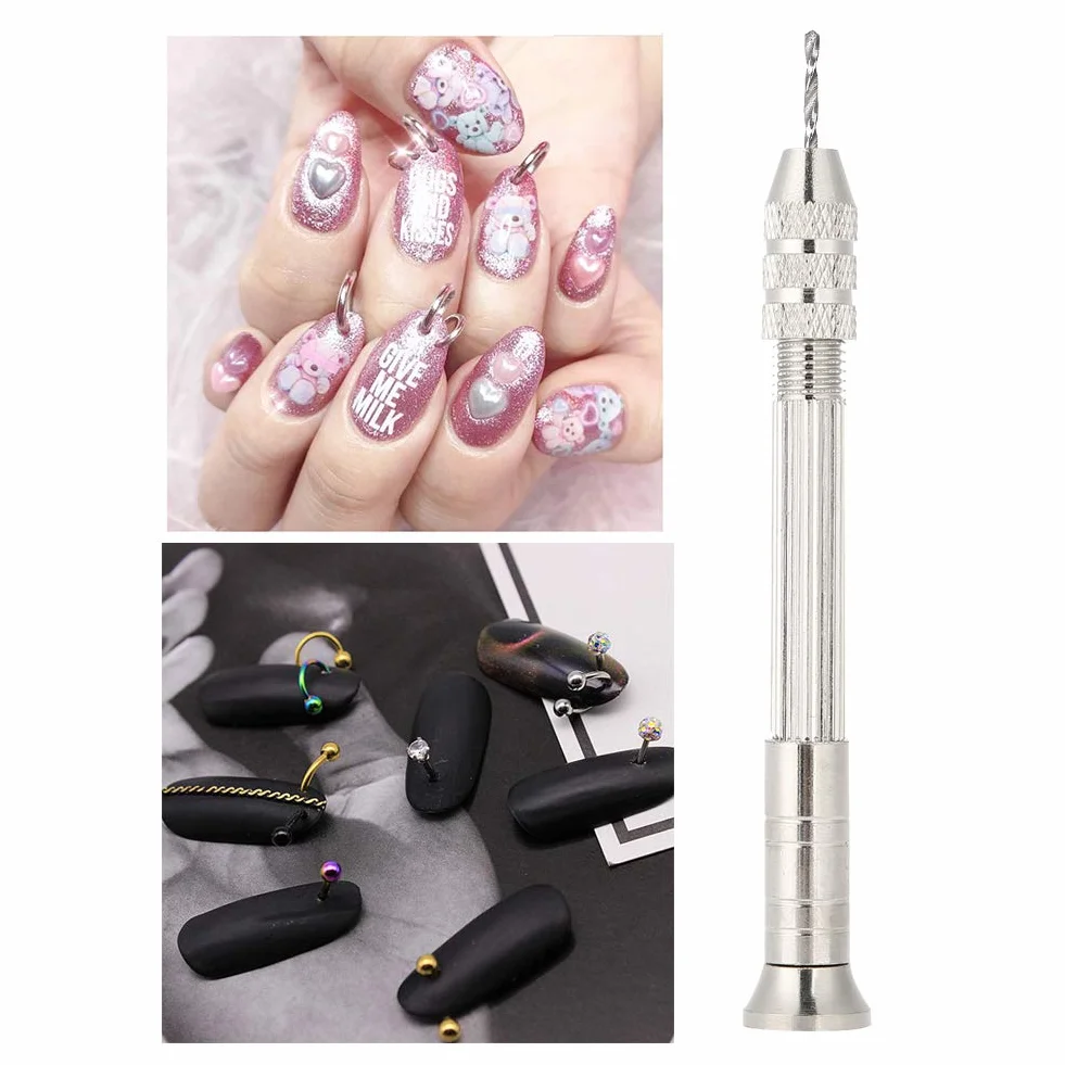 Piercing Ongles Nail Art Outil Manuel de Perforation pour Nail Art DIY Manucure