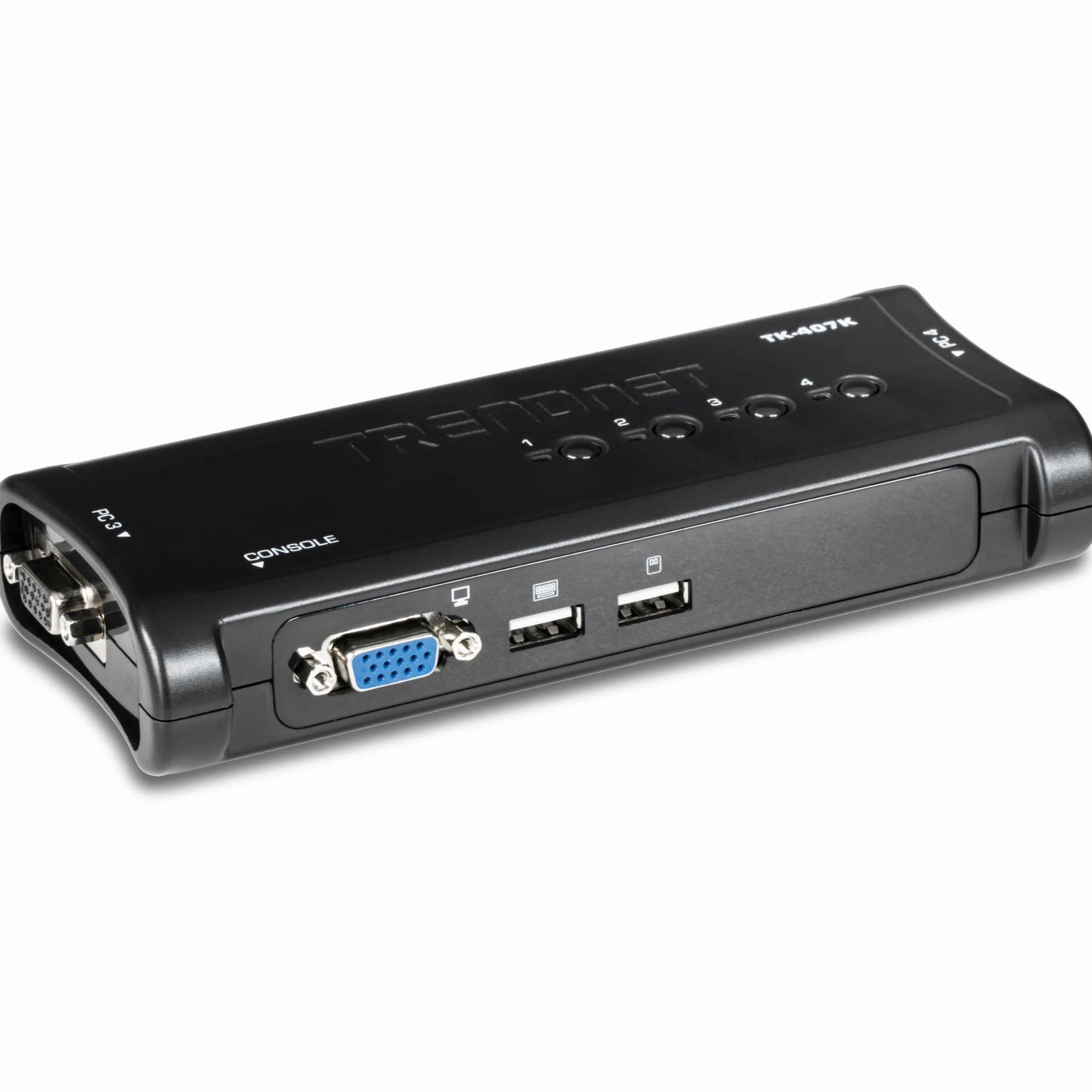 TRENDnet, TK-407K, Kit de commutateur KVM USB à 4 ports connexions VGA et USB, résolution 2048 x 1536, câblage inclus, contrôle jusqu'à 4 ordinateurs