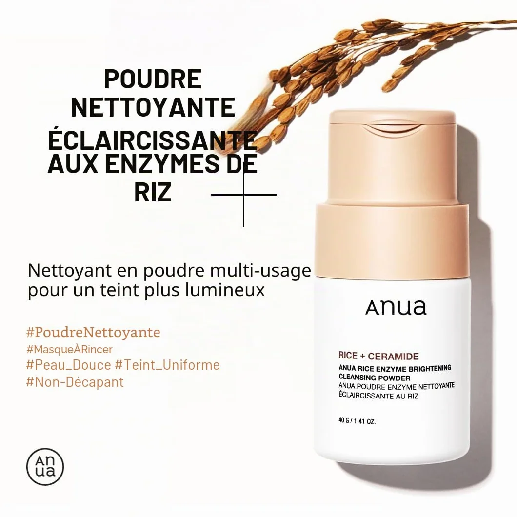 Anua Nettoyant Visage Enzyme de Riz – Poudre Nettoyante Exfoliante Douce, Peau Sensible, 40g