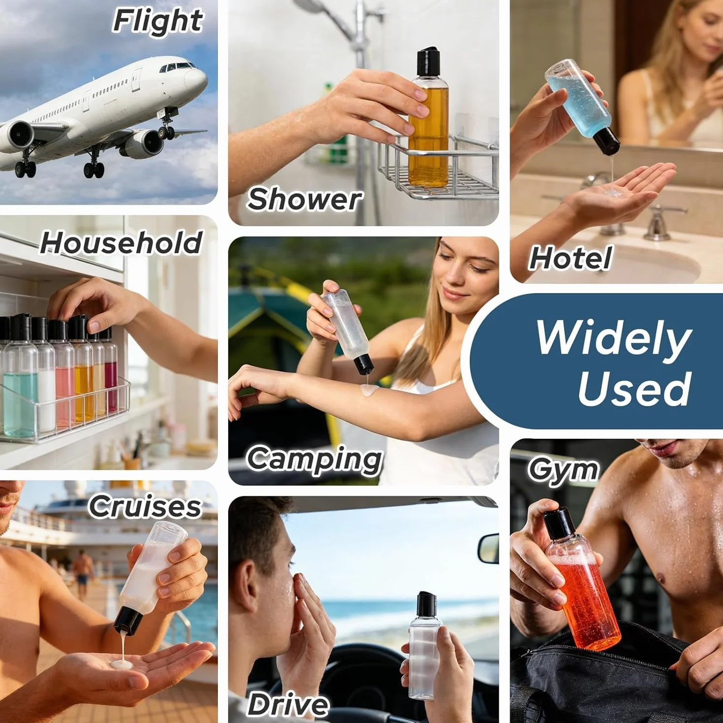 Bouteille de Flacon Voyage Vide 100ml Anti-Fuite Rechargeable Avec Etiquette 5pcs Transparent