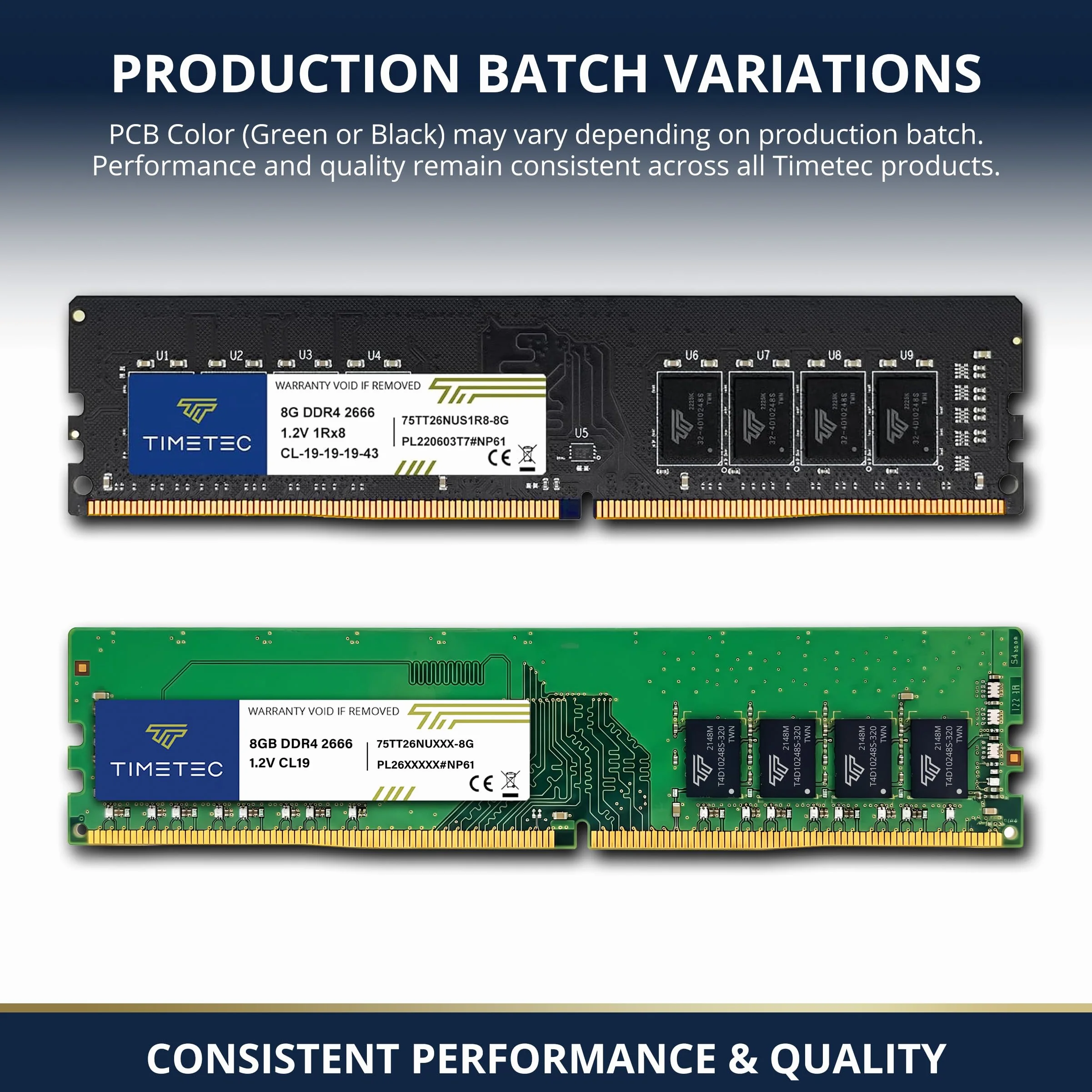 Timetec 8 Go DDR4 2666 MHz PC4-21300 UDIMM RAM Bureau Non ECC 288 Broches 1,2 V CL19 Module DIMM