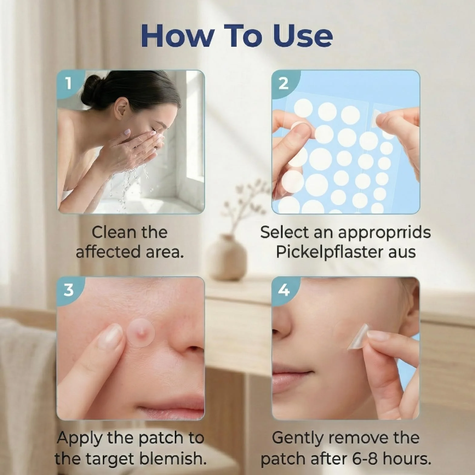 Hydrocolloïde Pimple Patches 300 Pièce, Invisible 2-In-1 Jour et Nuit avec Huile de Tea Tree & Acide Salicylique, Imperméable Transpirable