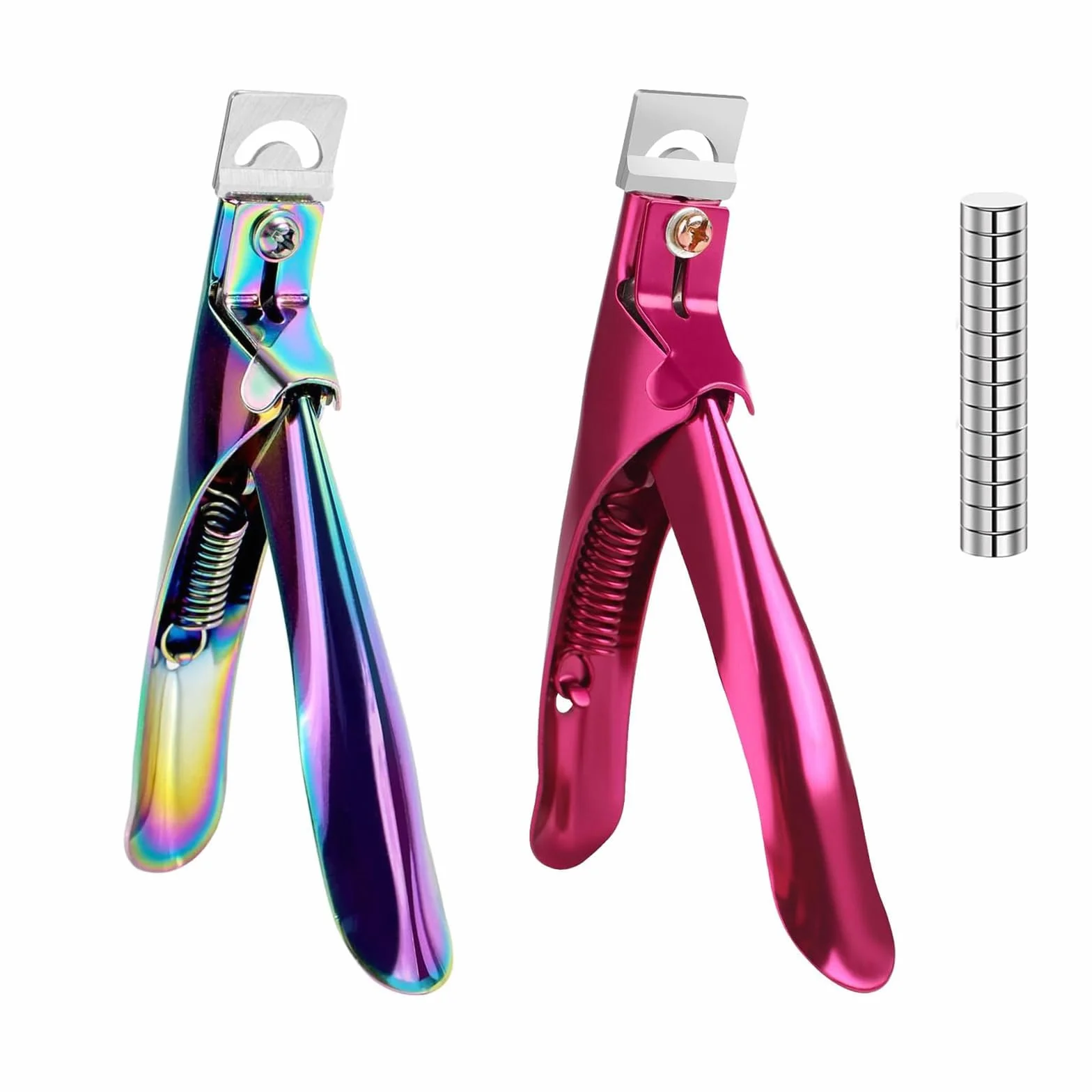 Coupe-ongles en acier inoxydable et acrylique avec aimants, lot de 2, professionnel de haute précision pour nail art