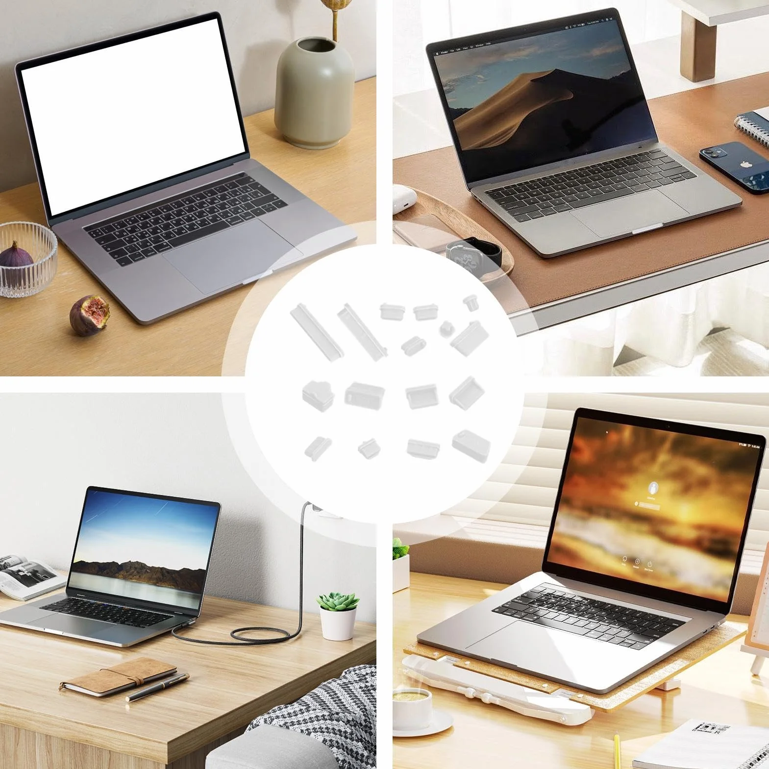 Cache anti-poussière USB C Type C, 16 pièces, bouchons silicone pour port ordinateur portable
