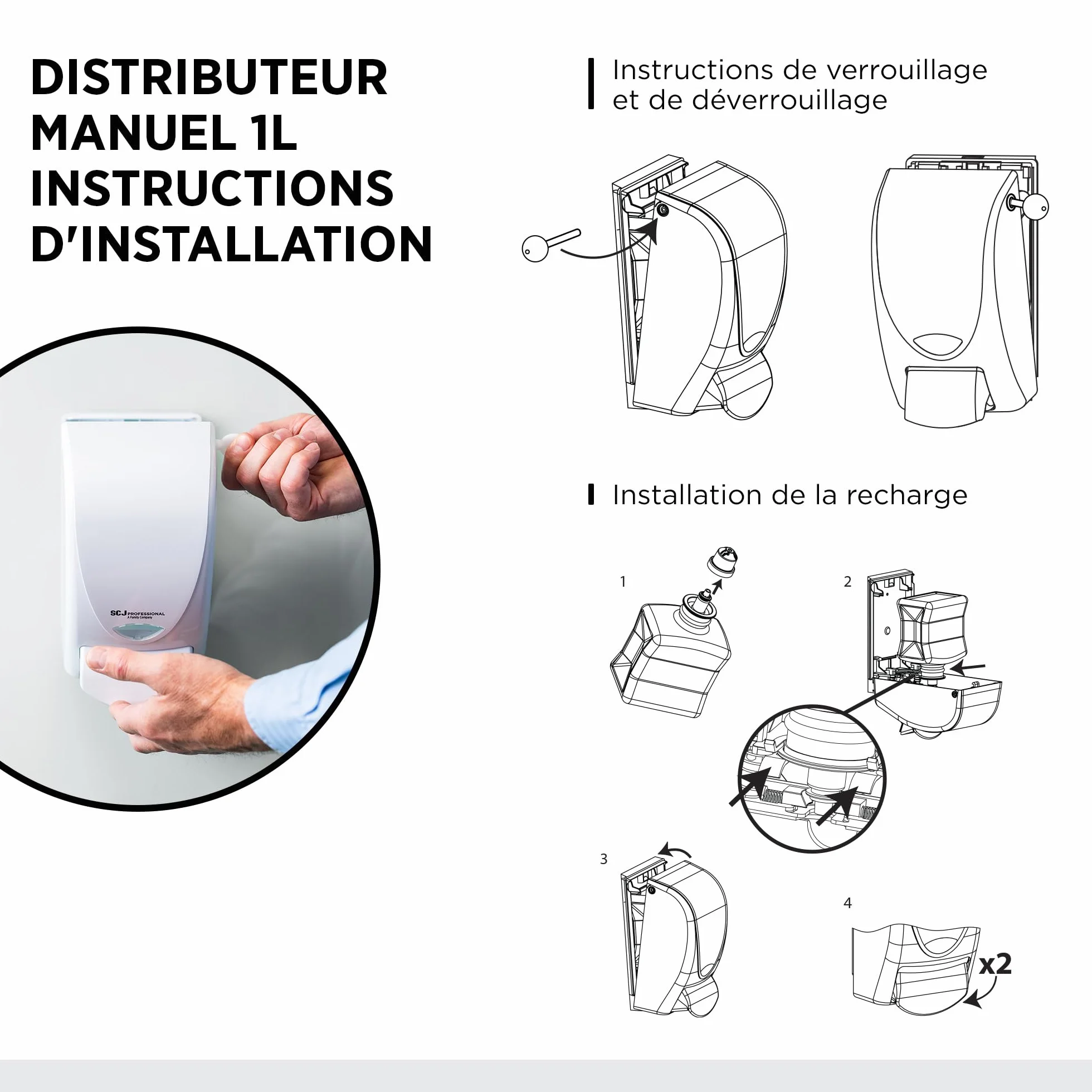 SC Johnson Professional Azure Foam Kit de Démarrage – Distributeur Mural de Savon pour Les Mains – Nettoyant moussant – 1 Distributeur + 1 Recharge (1 Litre)