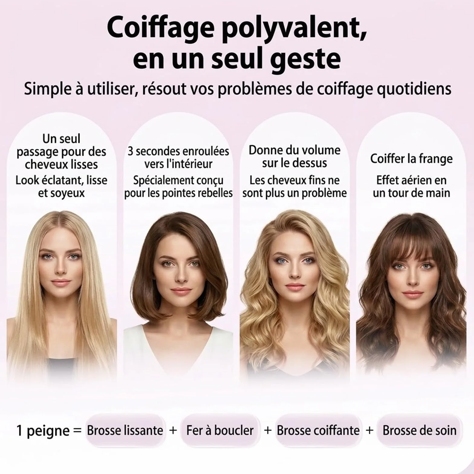 Cocoony Brosse Coiffante Cheveux Courts Volume Sans Fil Portable Noir