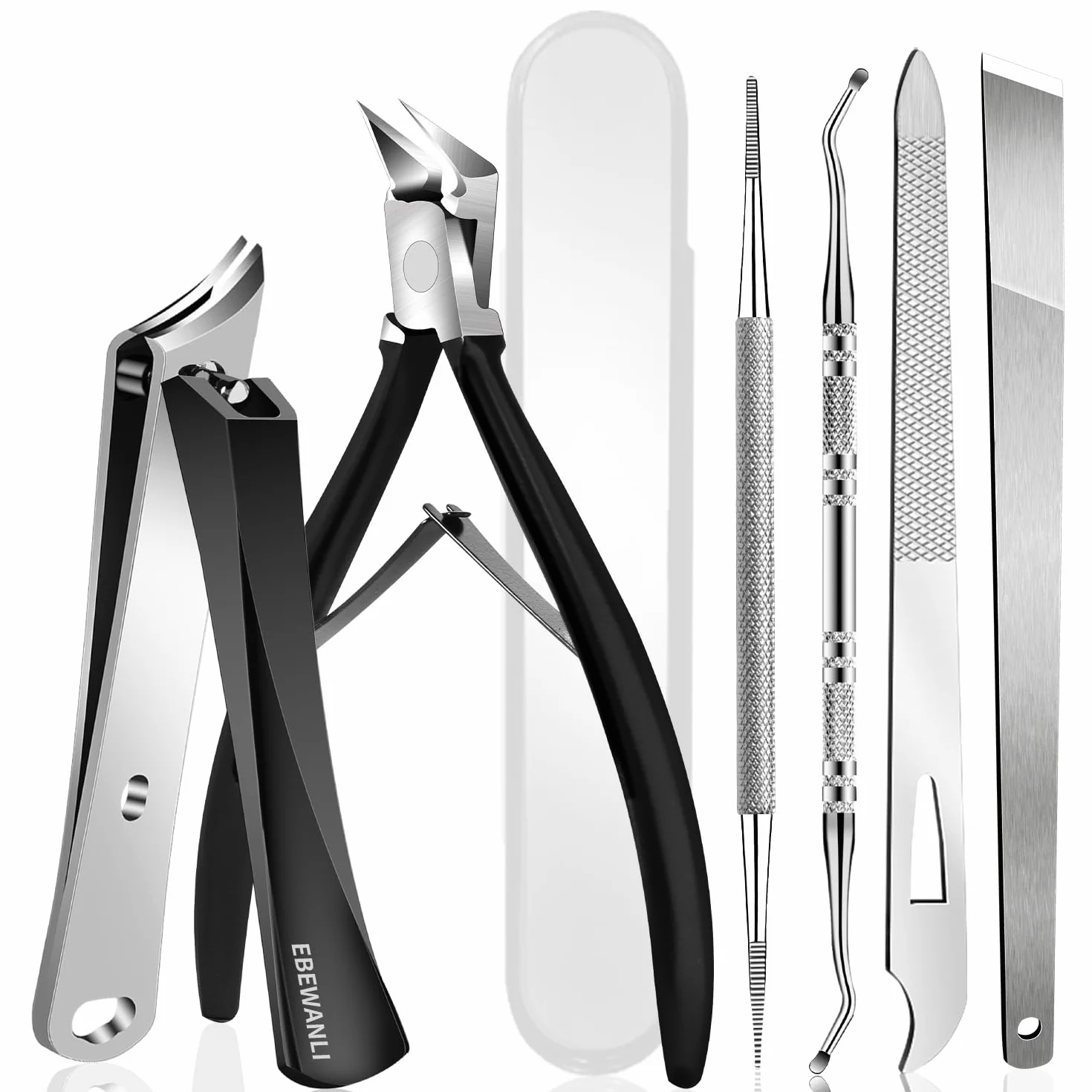 Kit d'enlèvement d'ongle incarné 6 pièces acier inoxydable coupe-ongles droits obliques incurvés outil pédicure