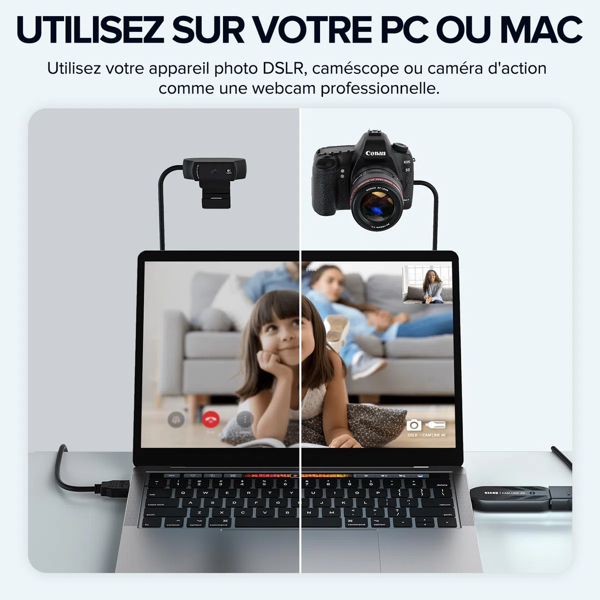 Mwin Carte de Capture vidéo, Cam Link 4K, Full HD 4K30/1080p120, Faible Latence, HDMI vers USB 3.0, Capture de Jeux vidéo pour Jeux, Streaming, Diffusion en Direct, enseignement en Ligne, conférence