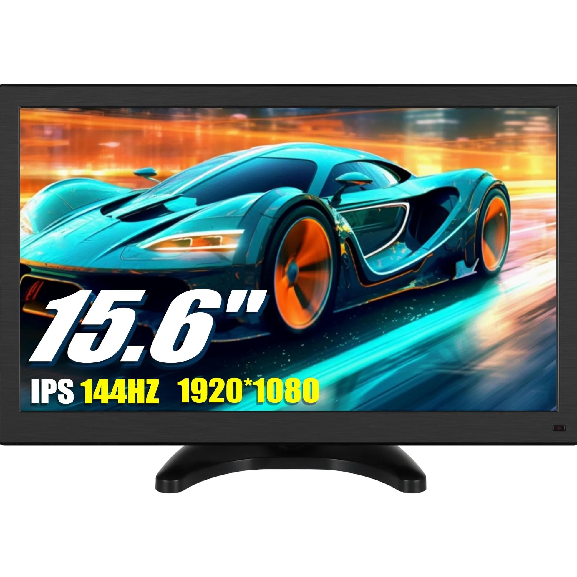 CAMECHO 15,6 Pouces Portable Monitor FHD 1080P Intégré Haut-Parleur avec HDMI VGA RAC BNC Mini Moniteur pour Jeux/PC/TV/DVD/caméra de Voiture/caméra de Surveillance