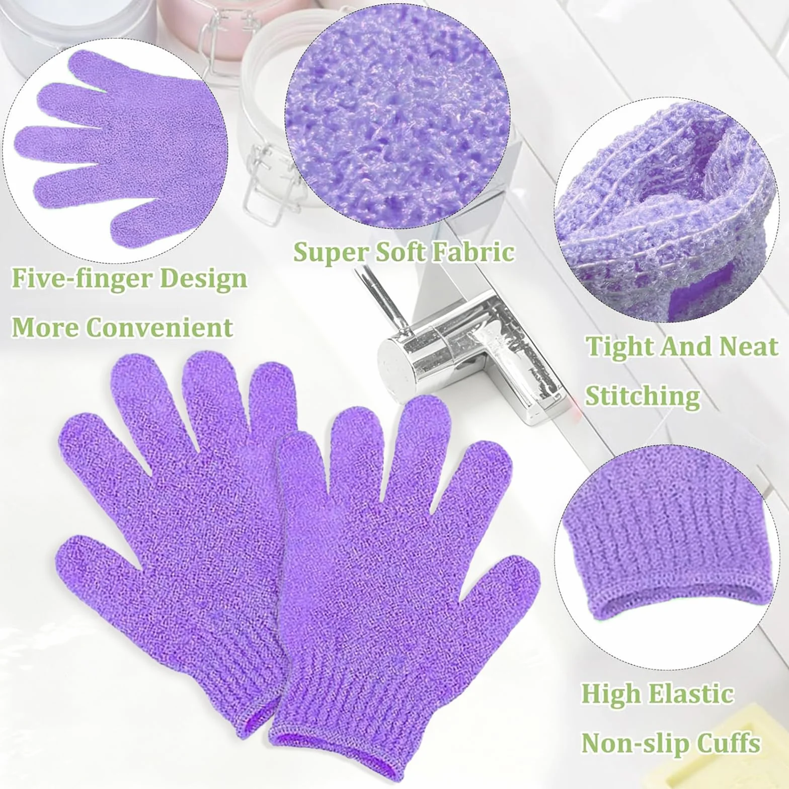 KEYRI Lot de 10 Gants Exfoliants Corps Visage Doux pour Hommes Femmes Enfants Exfoliation Douche 5 Couleurs