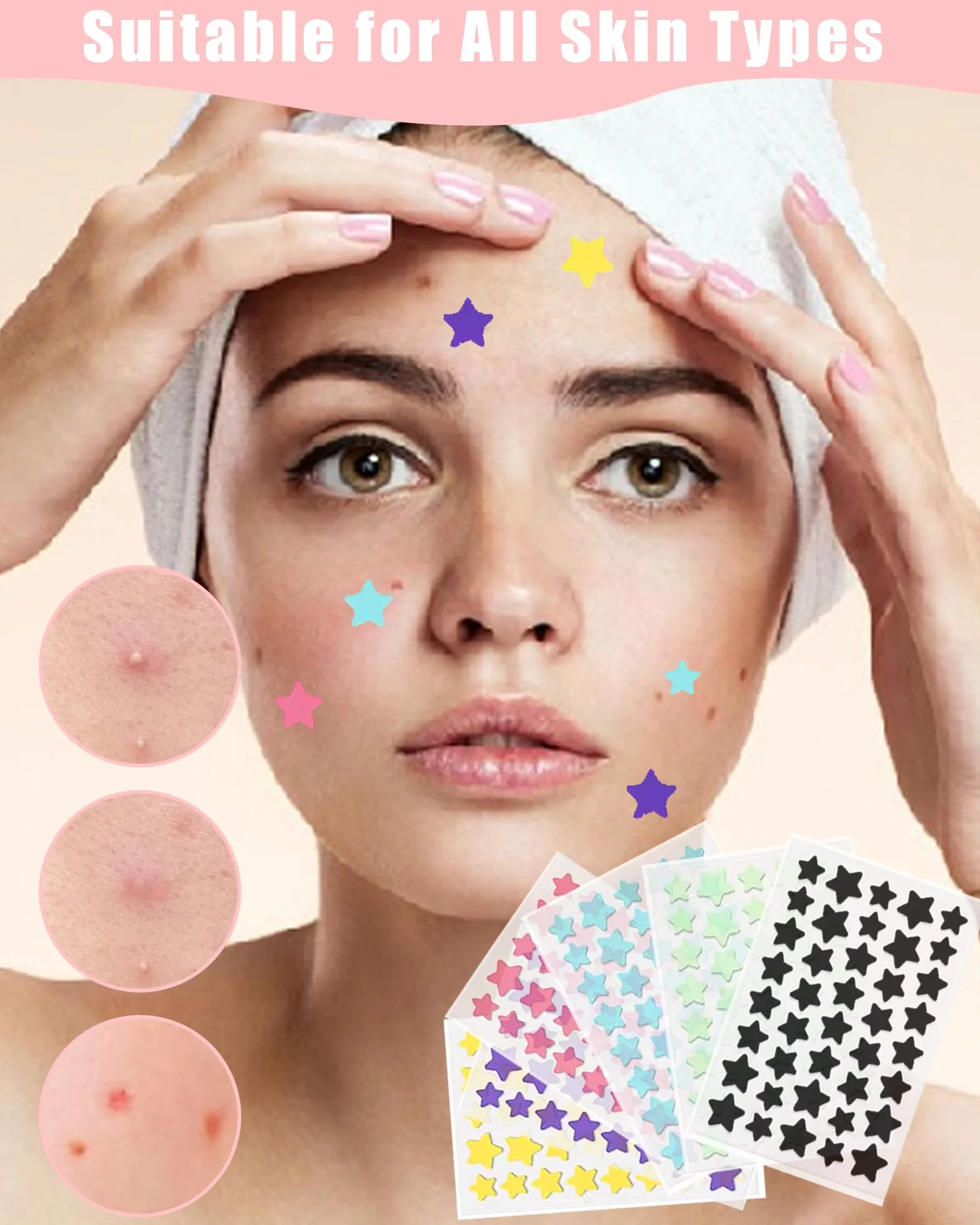 Patch Boutons Hydrocolloïde 320 PCS, Pimple Patch, Patches Acné Étoile, Imperméable Transpirable