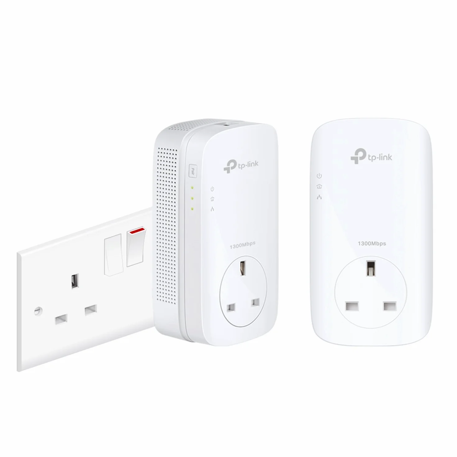 TP-Link 1-Port Gigabit Passthrough Powerline Starter Kit, Data Transfer Speed Up to 1300 Mbps, Ideal for HD Video Streaming and Online Gaming, No Configuration Required, UK Plug (TL-PA8010PKIT)