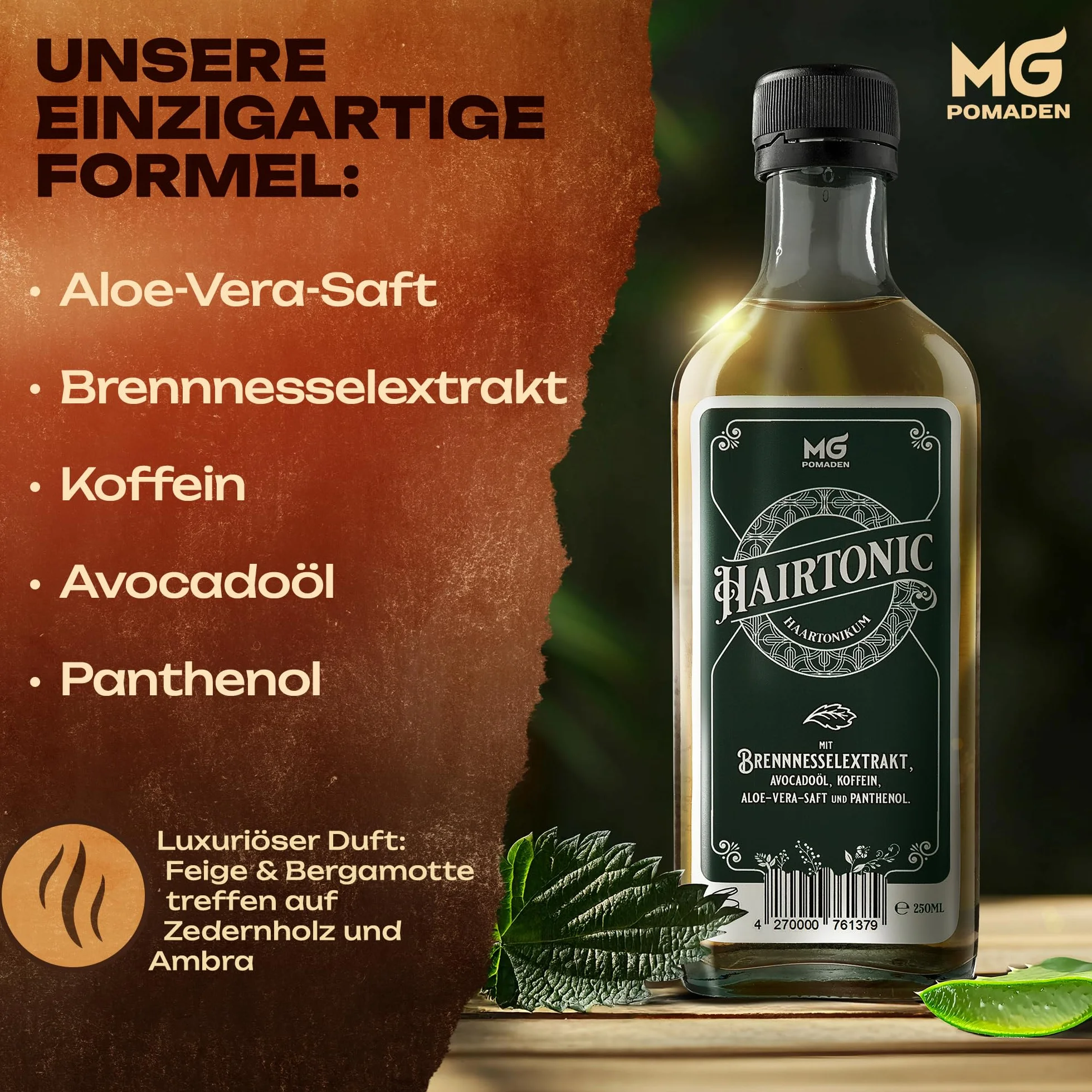 Hairtonic Lotion Capillaire à l’Ortie – Soin quotidien cuir chevelu & cheveux – Caféine, Aloe Vera, Panthénol – Sans rinçage