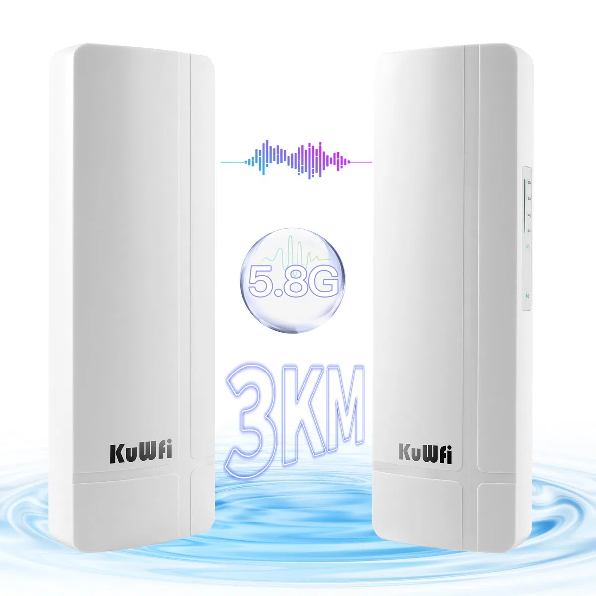 KuWFi Pont PoE sans Fil 900 Mbps avec Port Gigabit, Wi-FI Point à Point 5,8 GHz avec antenne à Gain élevé de 14 dBi, répéteur Wi-FI prenant en Charge Une portée de 3 km, PTP/PTMP