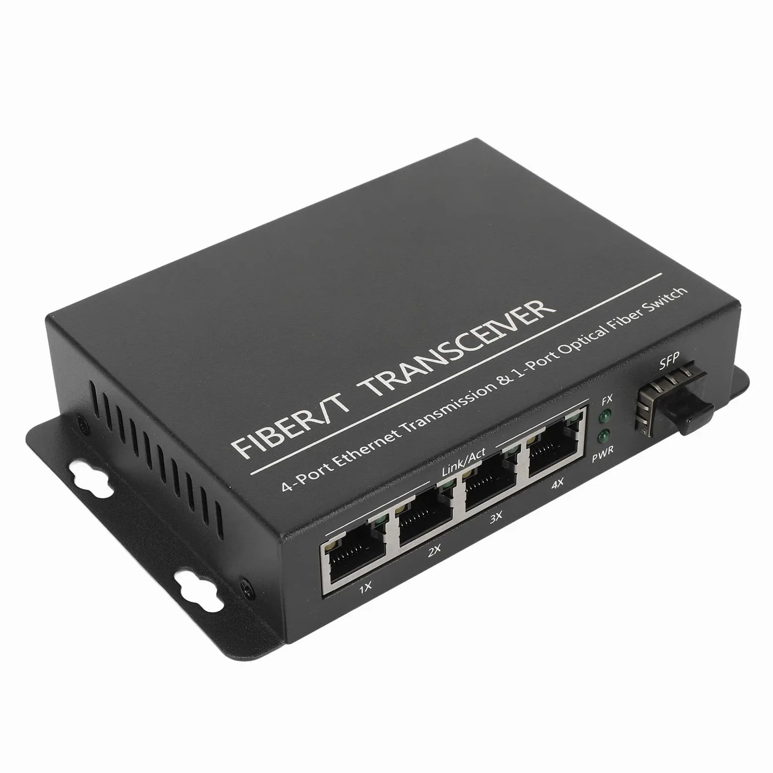 Convertisseur de Média Ethernet, emetteur recepteur Fibre Optique, Convertisseur de Média Fibre SFP vers RJ45, Convertisseur Fibre vers Ethernet Port RJ45 10/100 Mbps, 1 Port Optique 4 Ports