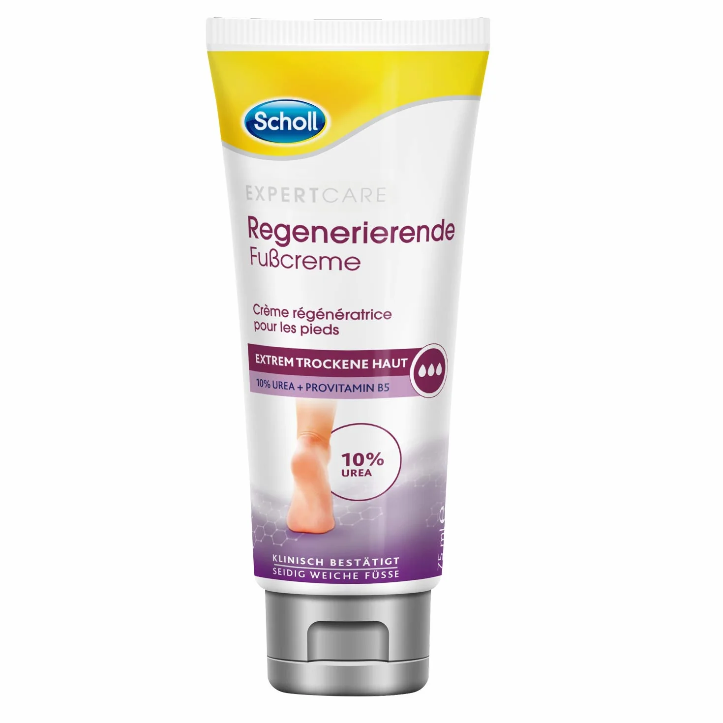 Scholl Expertcare Crème régénérante intensive pieds 10% urée peaux sèches gercées provitamine B5 75 ml