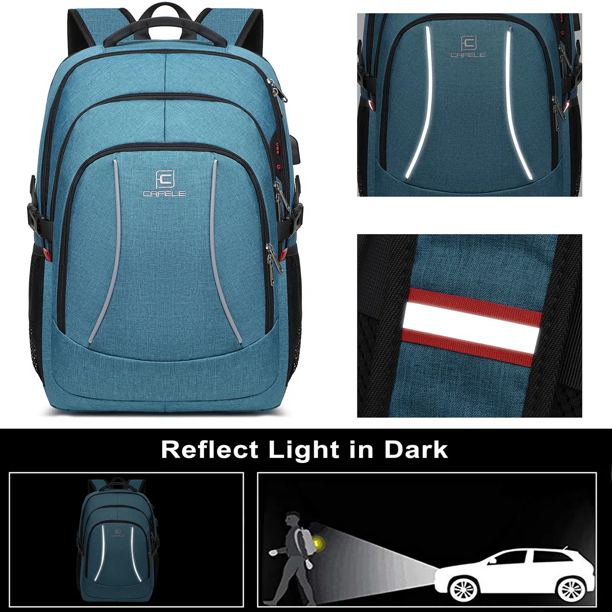 CAFELE Sac à Dos pour Ordinateur Portable Extra-Large de 15,6 Pouces, Sac à Dos de Voyage Durable, Sac d'ordinateur de Bureau antivol RFID pour Hommes et Femmes