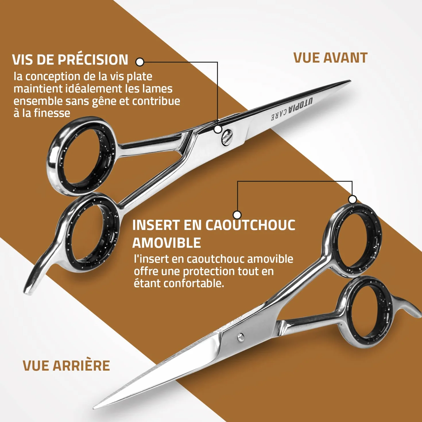 Utopia Care ciseaux coiffure professionnel desepaississant cheveux acier inoxydable 6,5 pouces argenté