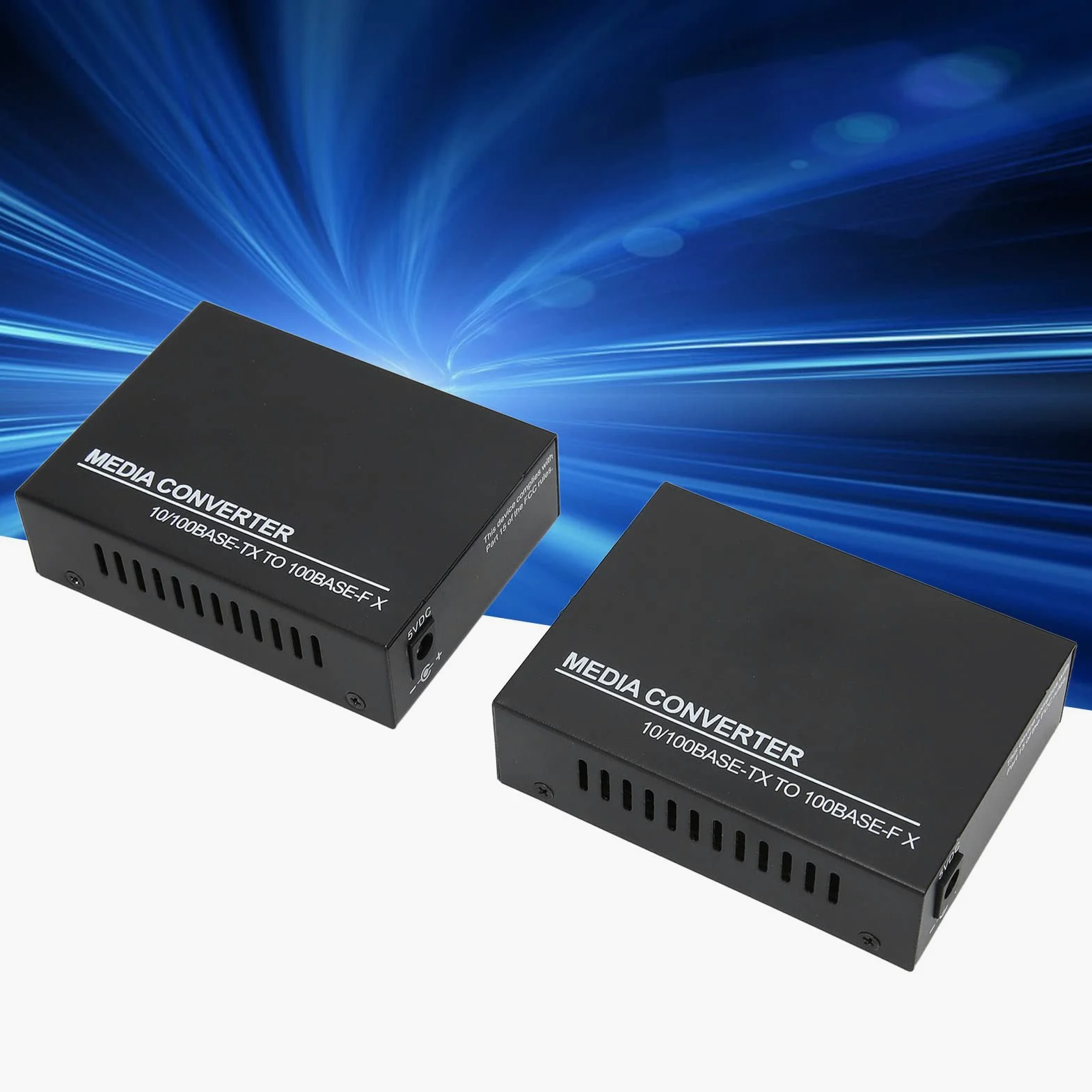 Annadue Convertisseur de Média Fibre Ethernet, RJ45 vers 100Base FX, Émetteur-Récepteur SC Monomode Intégré, 10/100M, Jusqu'à 25 Km