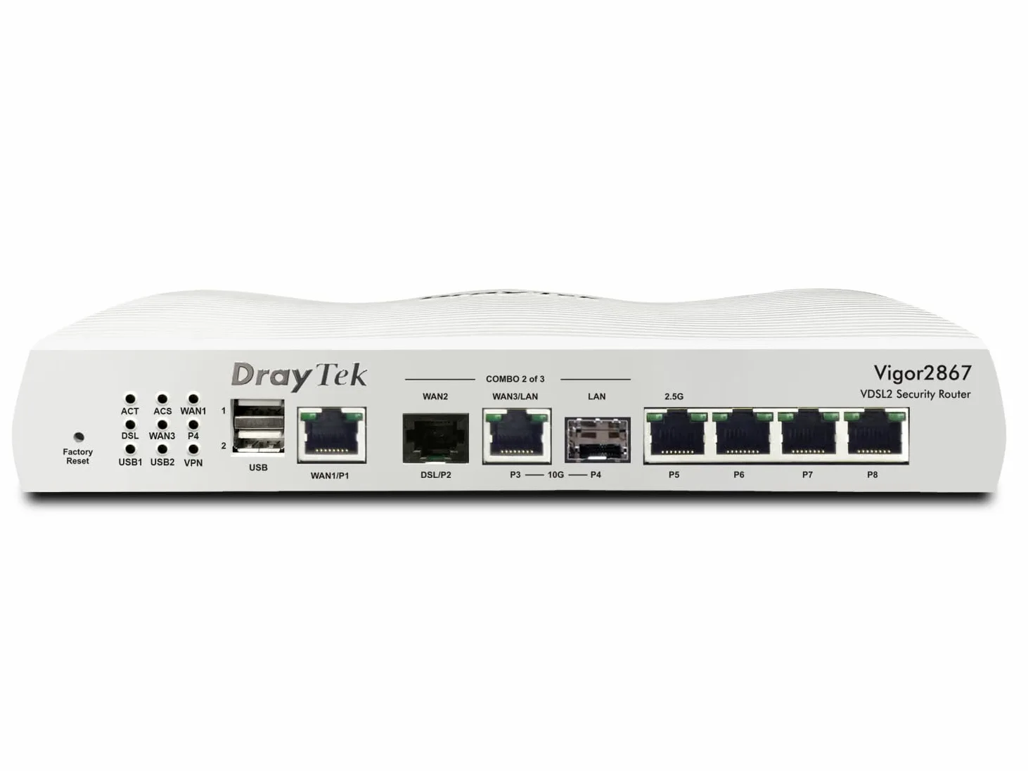 Draytek Vigor 2867 Router Cablato 10 Gigabit Ethernet, Gigabit Ethernet, 2.5 Gigabit Ethernet Bianco (draytek V2867-K MultI-Gig Vdsl Fttp Rout) | Filaire, pare-feu, VPN