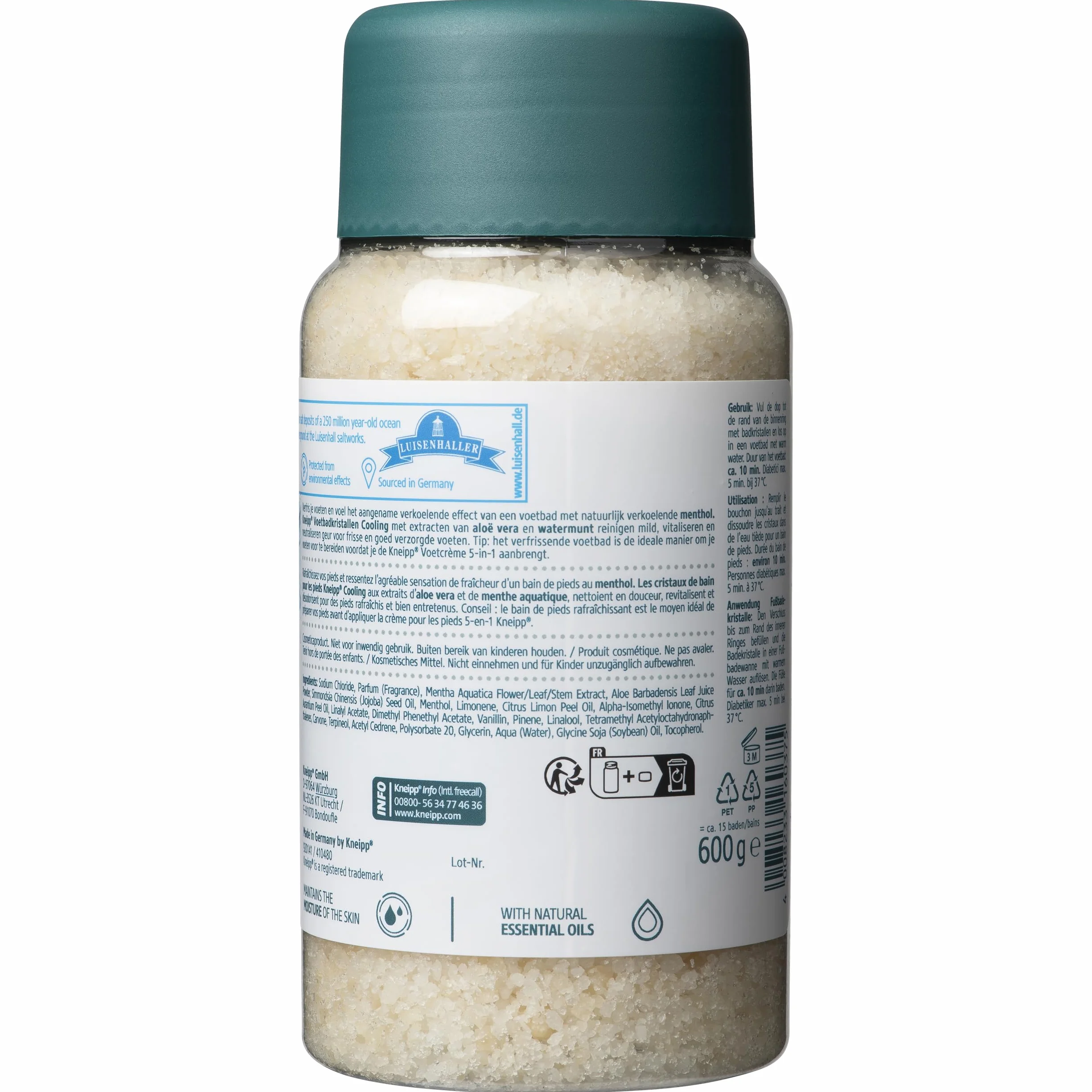 Kneipp Sels de bain de pieds Refroidissement Menthe d'eau à l'aloe vera Vegan 600 g