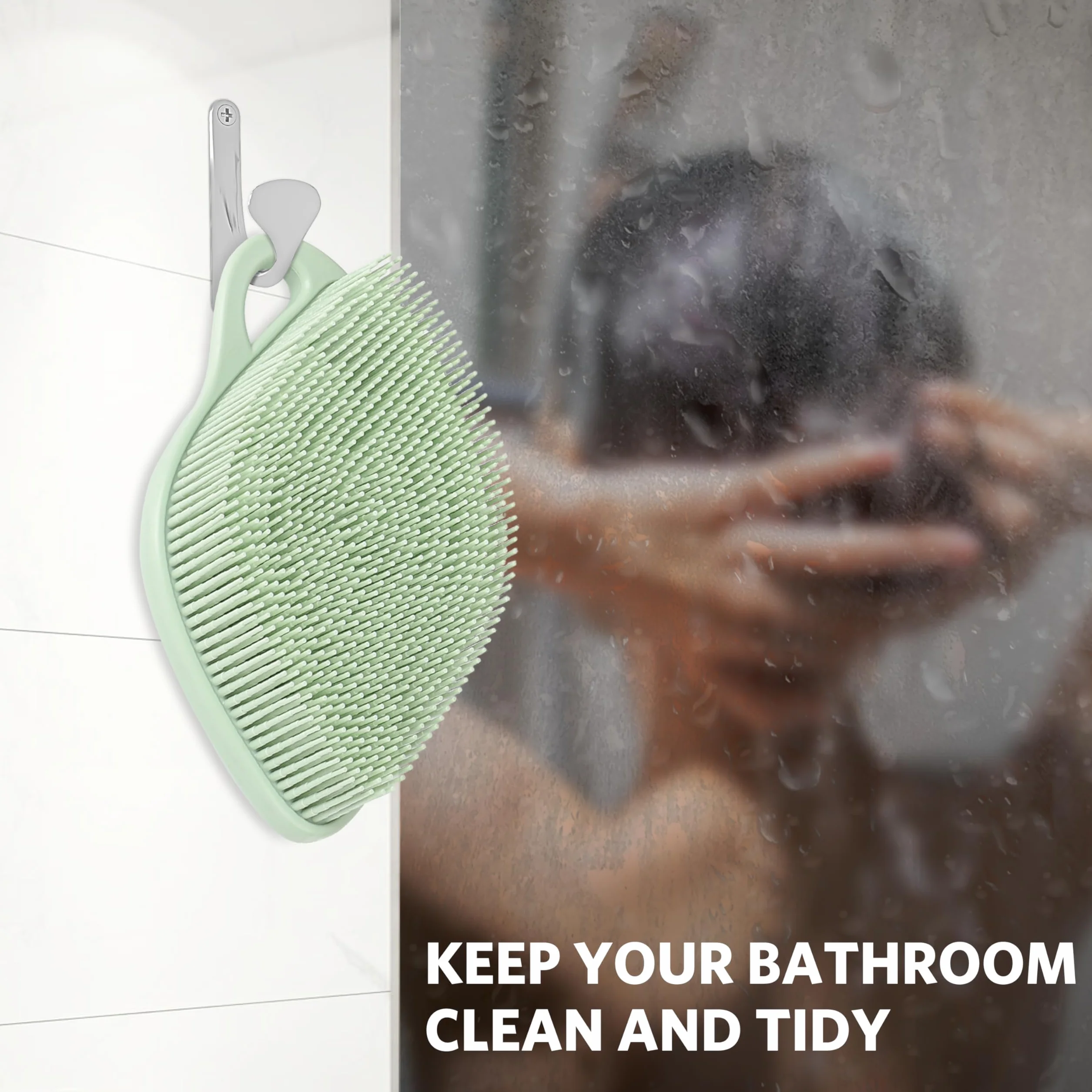 Brosse pour le corps en silicone exfoliant peau sensible loofah silicone vert sapin