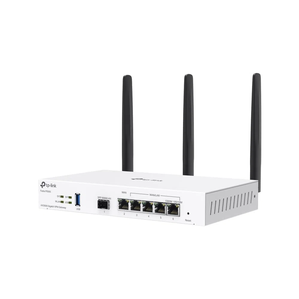 TP-Link Festa FR365, AX3000 Routeur VPN WiFi 6, jusqu'à 5 Gigabit WAN + 1 USB 3.0 WAN + 1 SFP, réseau Auto-organisé, Cloud Gratuit, équilibre de Charge, Maillage, itinérance Transparente, ne