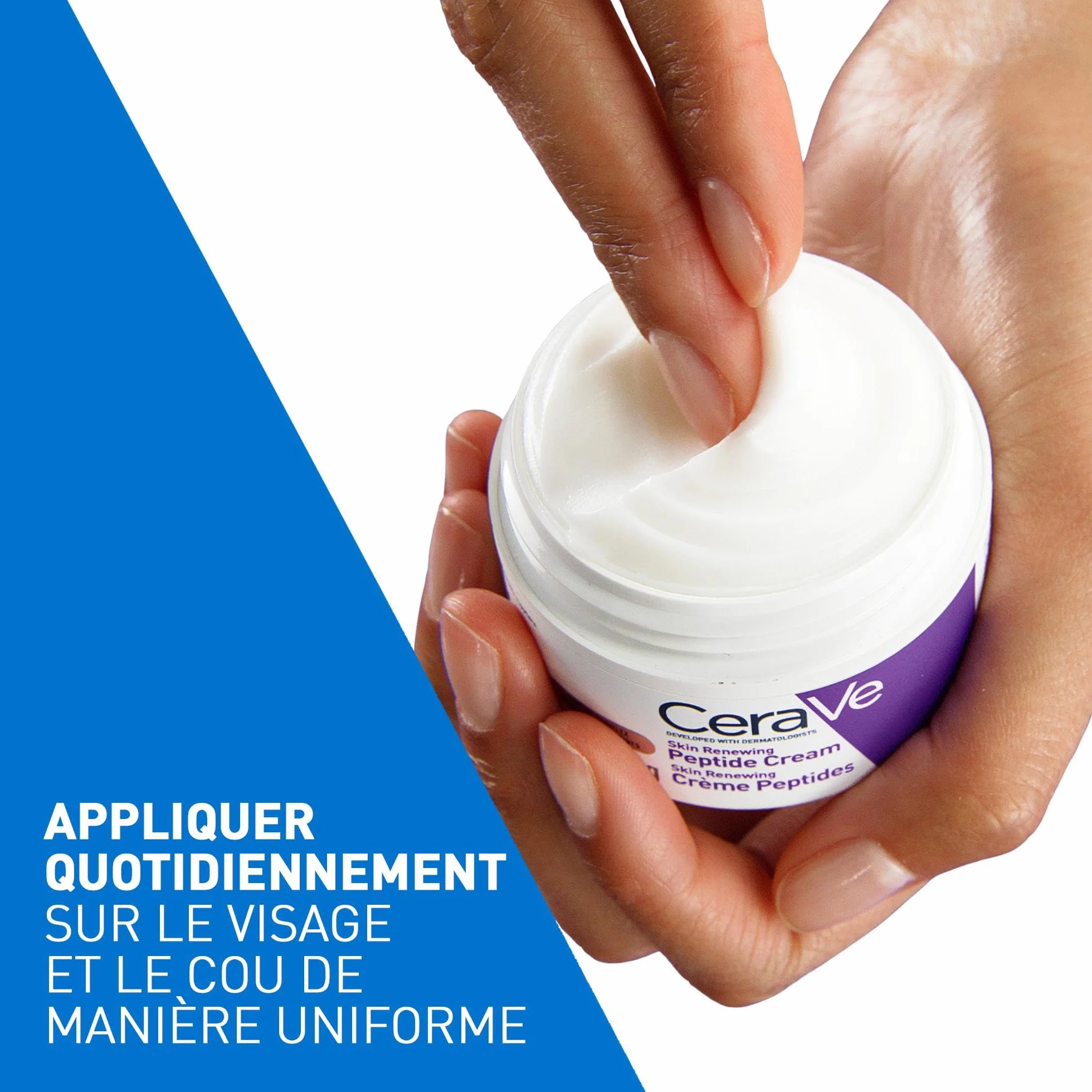 CeraVe Crème Peptides Anti-rides Skin Renewing Crème Nuit Raffermissante Visage Peptides Niacinamide 3 Céramides Peaux Sensibles 48g
