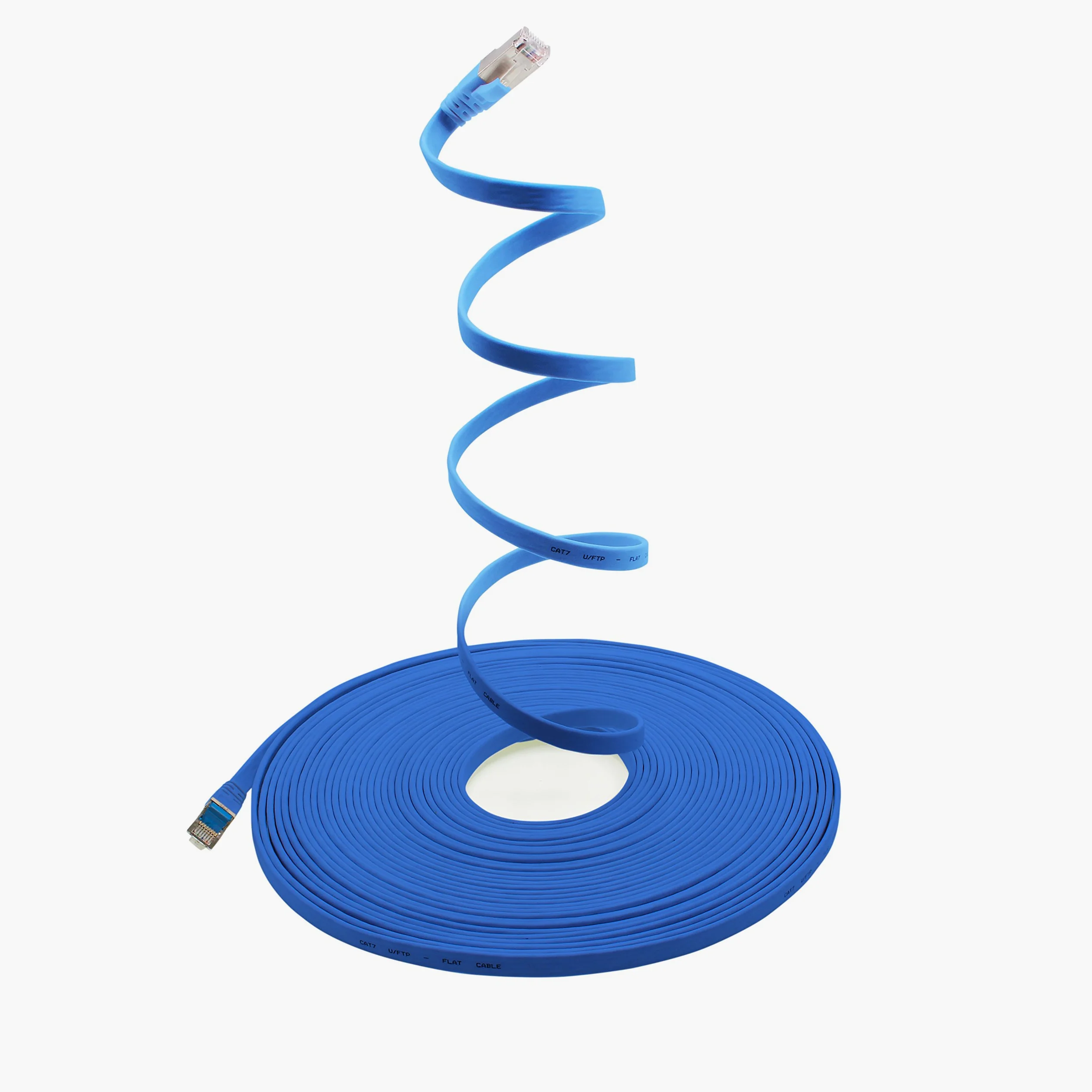 3,0 m - bleu - lot de 10 câbles réseau plats Cat7 câble brut Cat 7 câble ruban Gigabit Lan (10 Gbit/s) câble d'installation câble patch plat mince fiche Rj 45 Cat6a