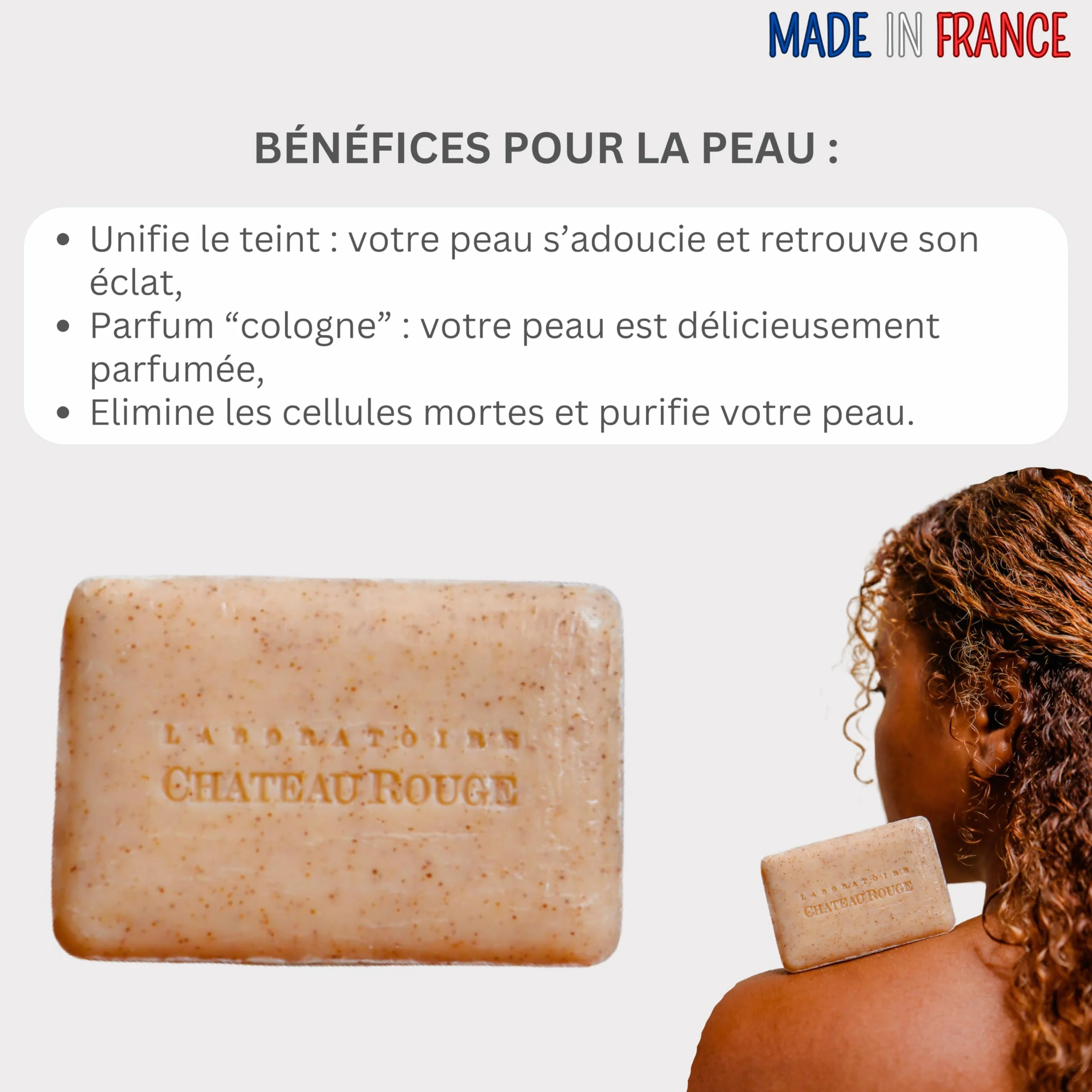 LABORATOIRE CHÂTEAU ROUGE Savon Exfoliant Noyaux d'Abricot 100g Peau Lisse Visage Corps