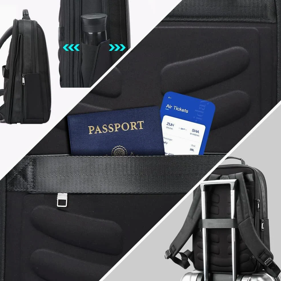 BOPAI Sacs à Dos pour Ordinateur Portable 15,6 Pouces Sac à Dos de Travail Homme de Voyage Femme Sac à Dos Anti-vol étanche USB Sac à Dos d'affaires pour Grande Capacité Loisirs Affaire Scolaire