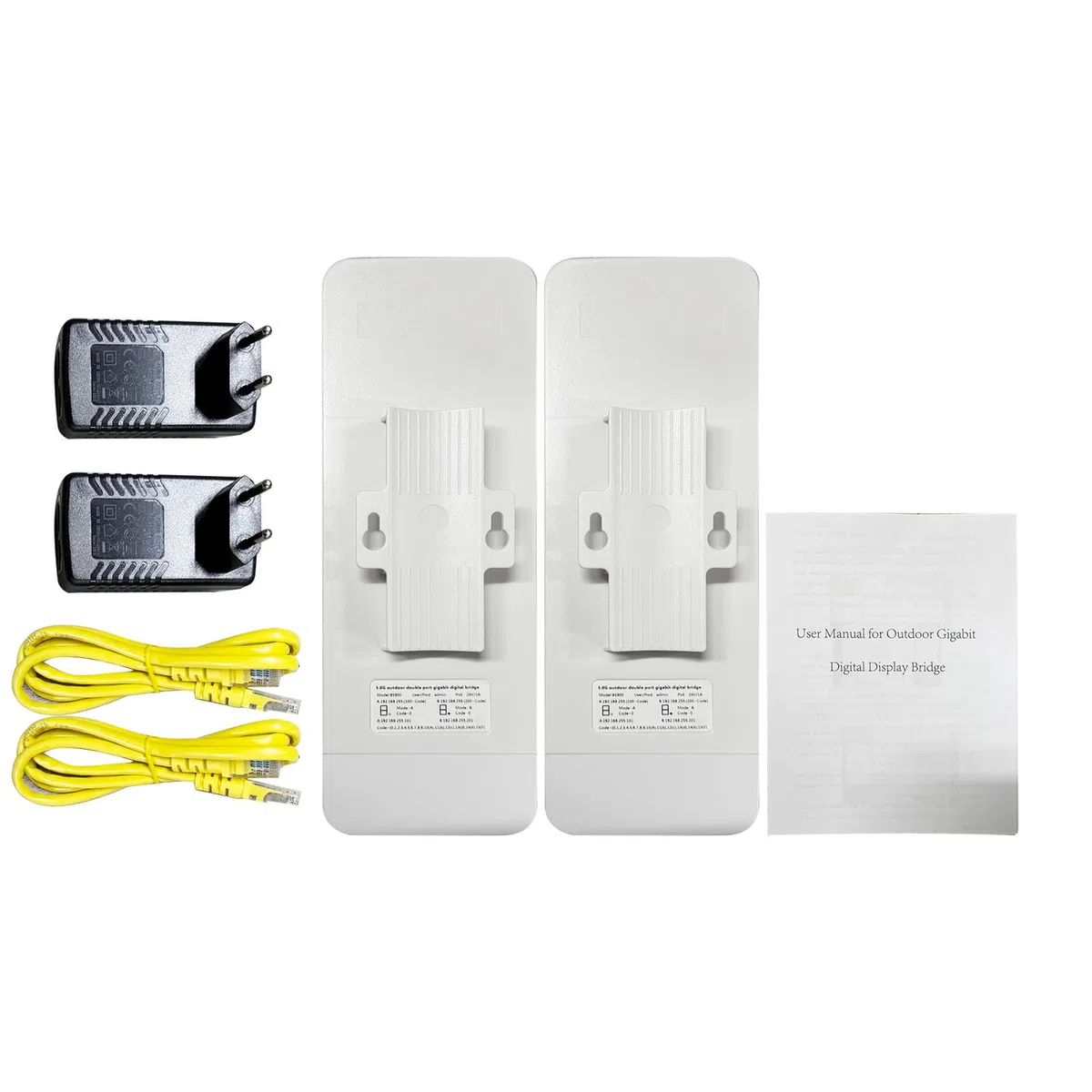 Generic Pont Ethernet sans Fil Haute Puissance 900 M pour Connexion Point à Point, Transmission Longue Distance 5,8 GHz jusqu'à 5 Km, Deux Ports Gigabit, Kit de Pont sans Fil pour Sites (Prise UE)