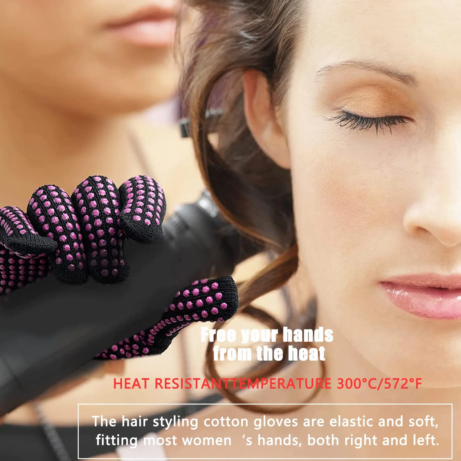 Gant de Protection Coiffure Résistantes à la Chaleur en Silicone Antiglisse 2 Pièces
