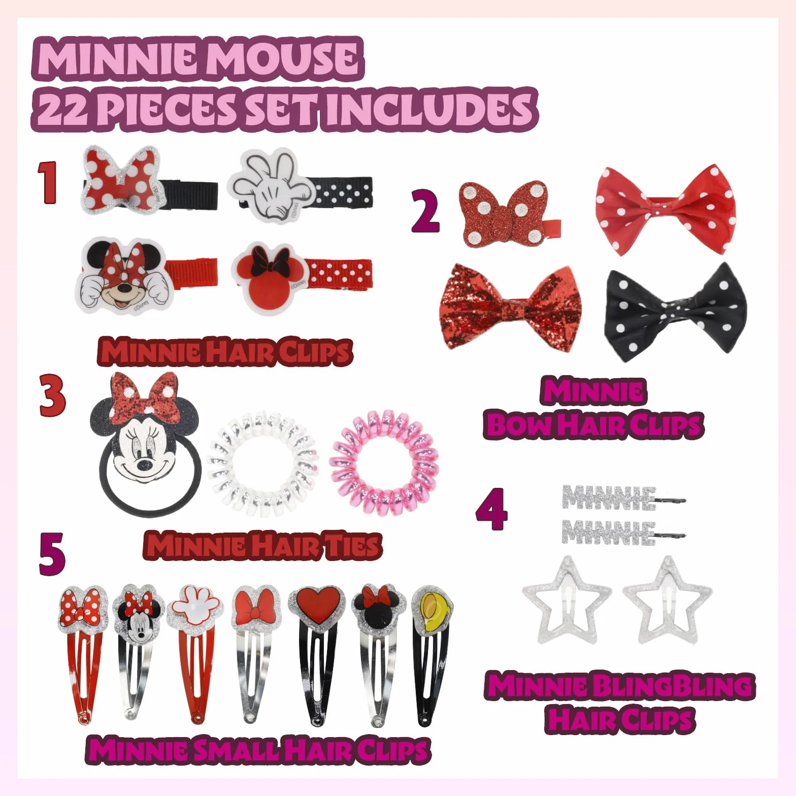 Disney Minnie Mouse Accessoires Cheveux pour Filles