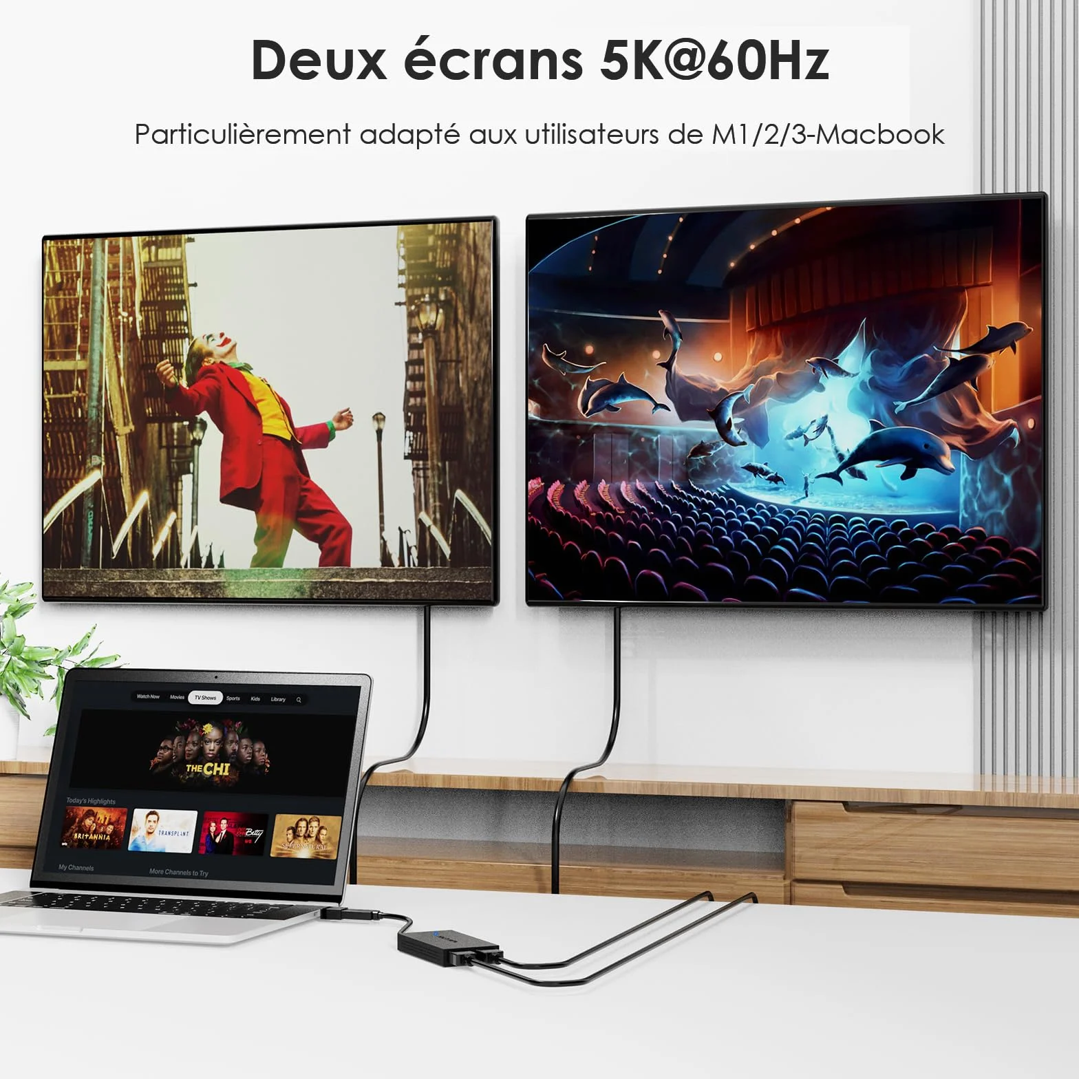 WAVLINK Adaptateur USB 3.1/USB C vers HDMI Double, DisplayLink Dual 4K@60Hz Monitor Hub