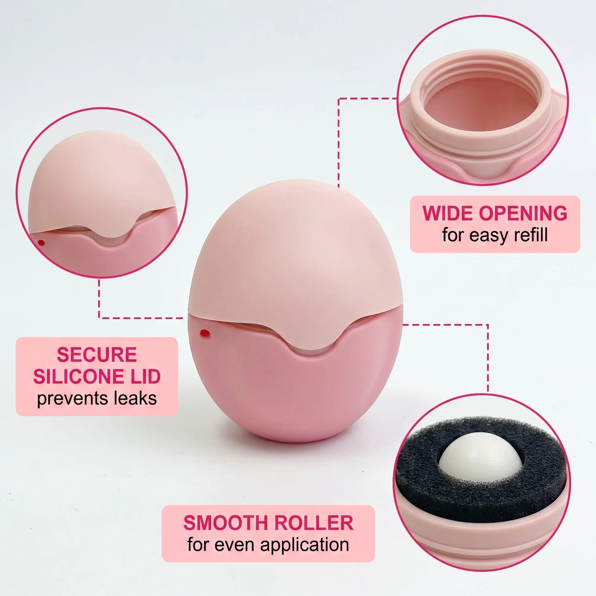 Applicateur Crème Solaire Roller Rechargeable Rose 1 Pièce