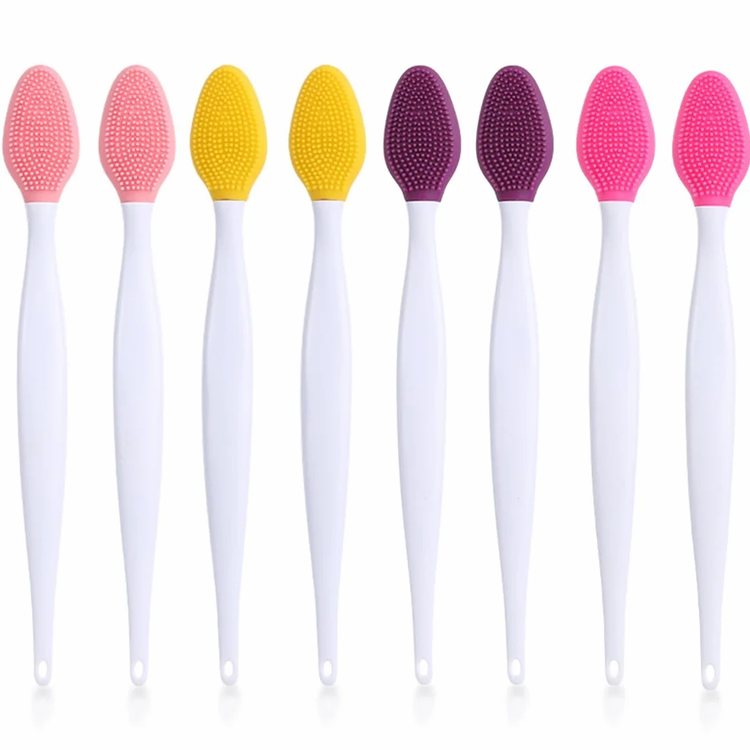 Pinceau à lèvres double face en silicone, Brosse exfoliante pour lèvres, outil de nettoyage