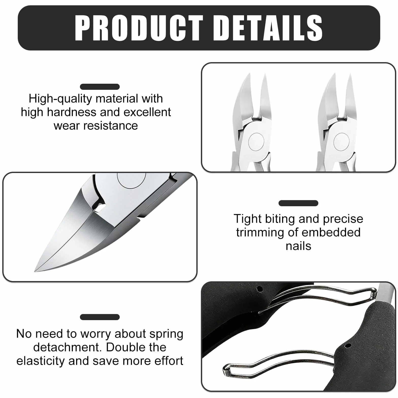 VBK Coupe Ongles Professionnelle Set de 2, Pince à Ongle Incarné Acier Inoxydable, Instrument Précision Pédicure Manucure