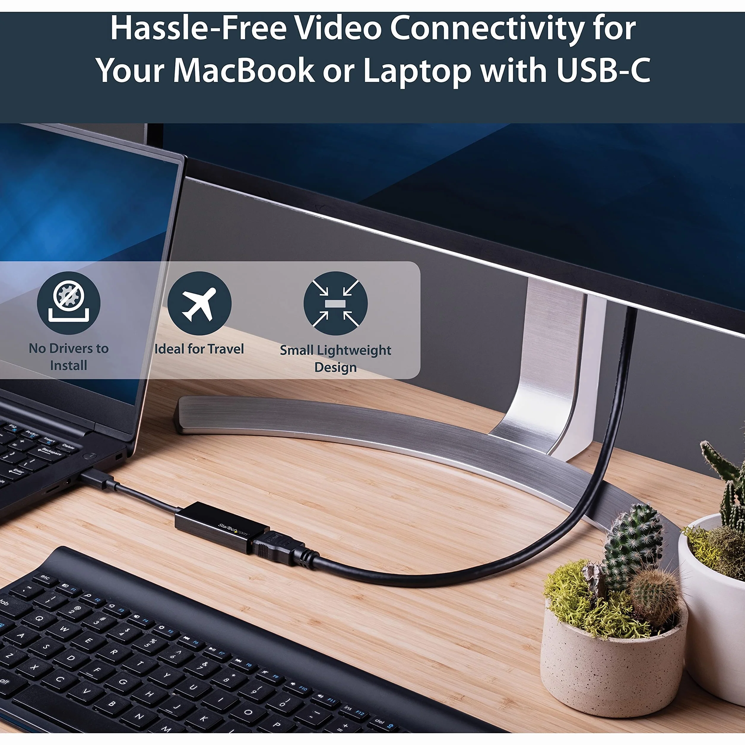 StarTech.com Convertisseur Vidéo USB-C vers HDMI 4K 30Hz Compatible Thunderbolt 3 USB 3.1 Type-C Noir