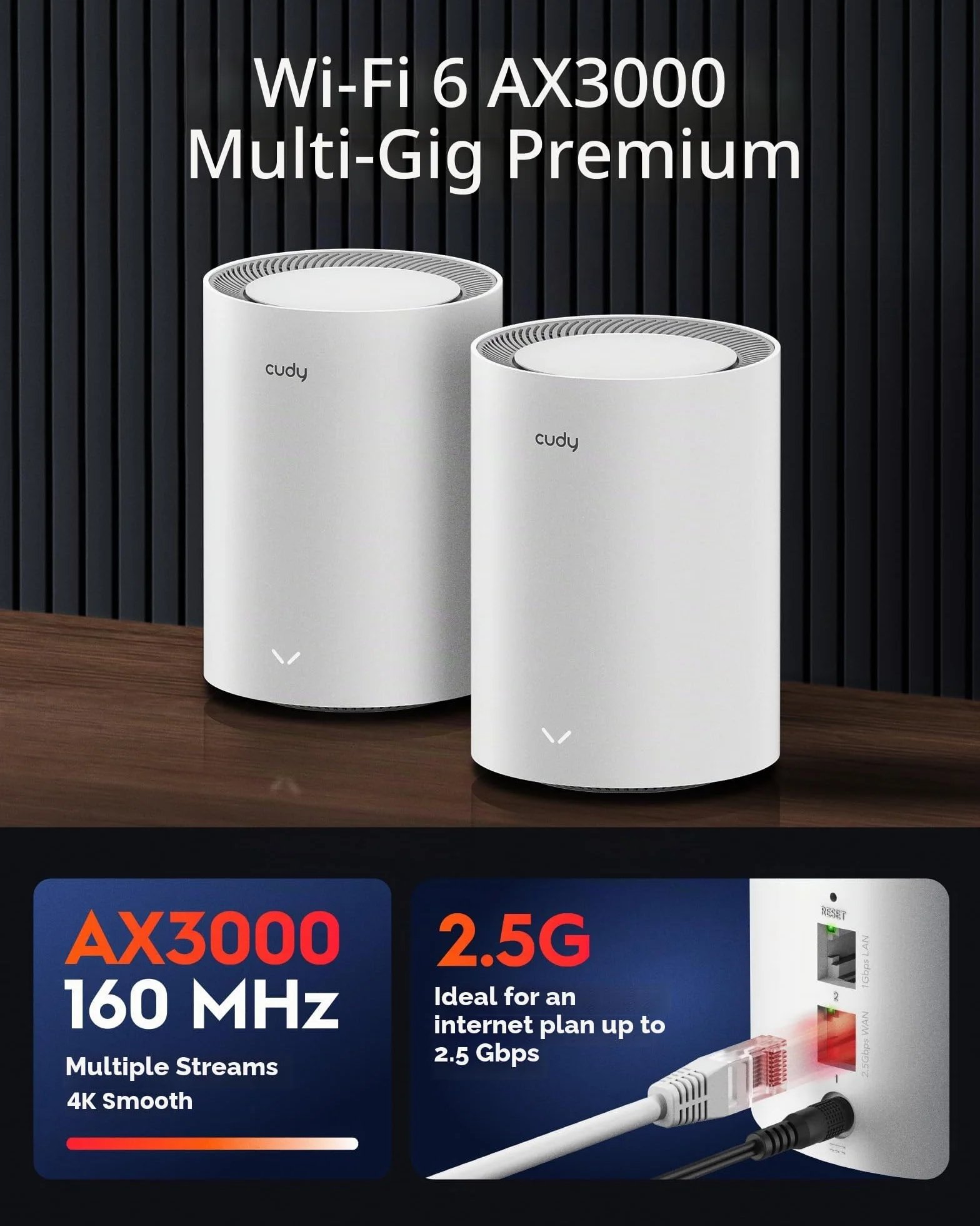 Cudy AX3000 2,5G Système de Maillage Wi-Fi 6 M3000 2-Pack